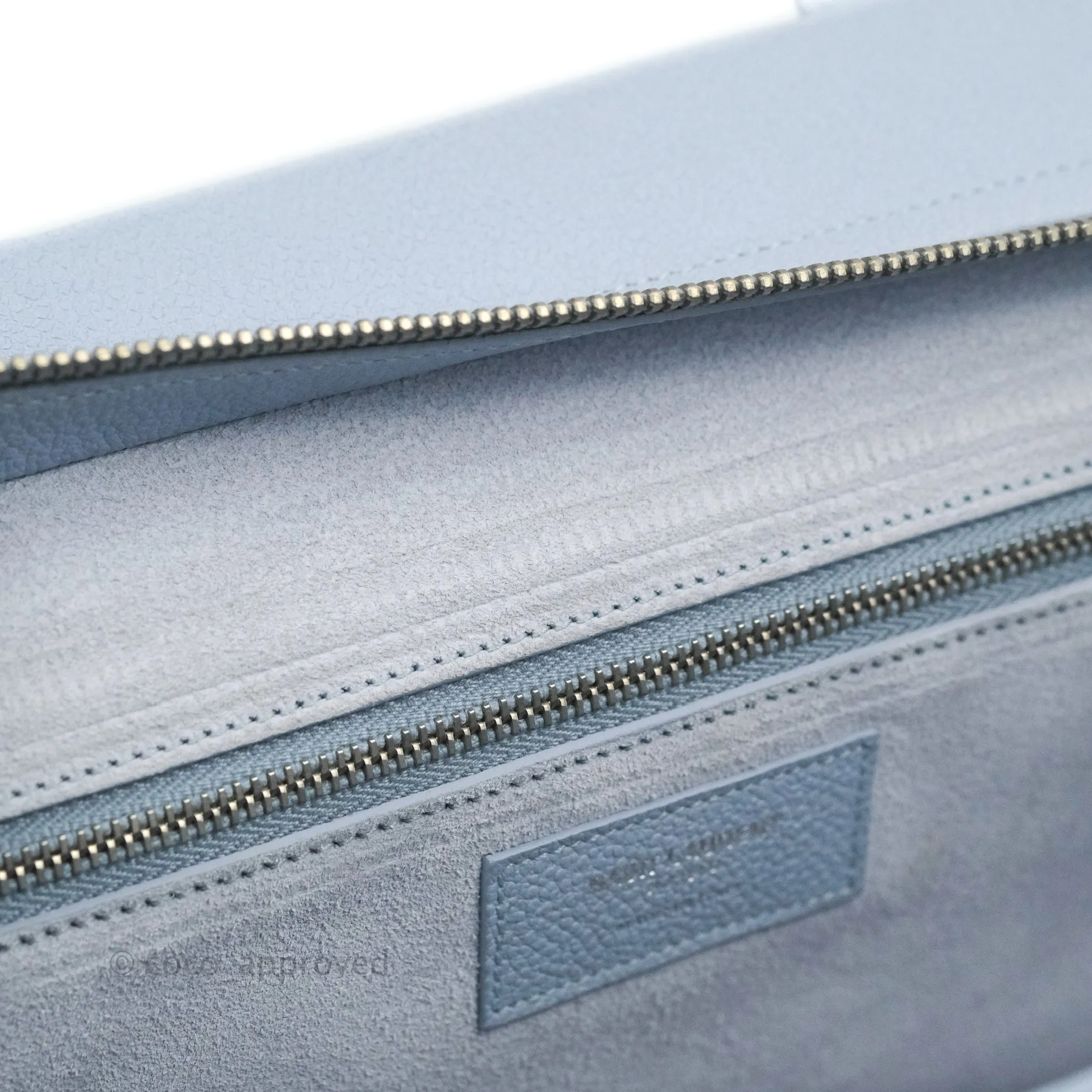 Saint Laurent Small Cabas Rive Gauche Bag Grained Calfskin Baby Blue Silver Hardware