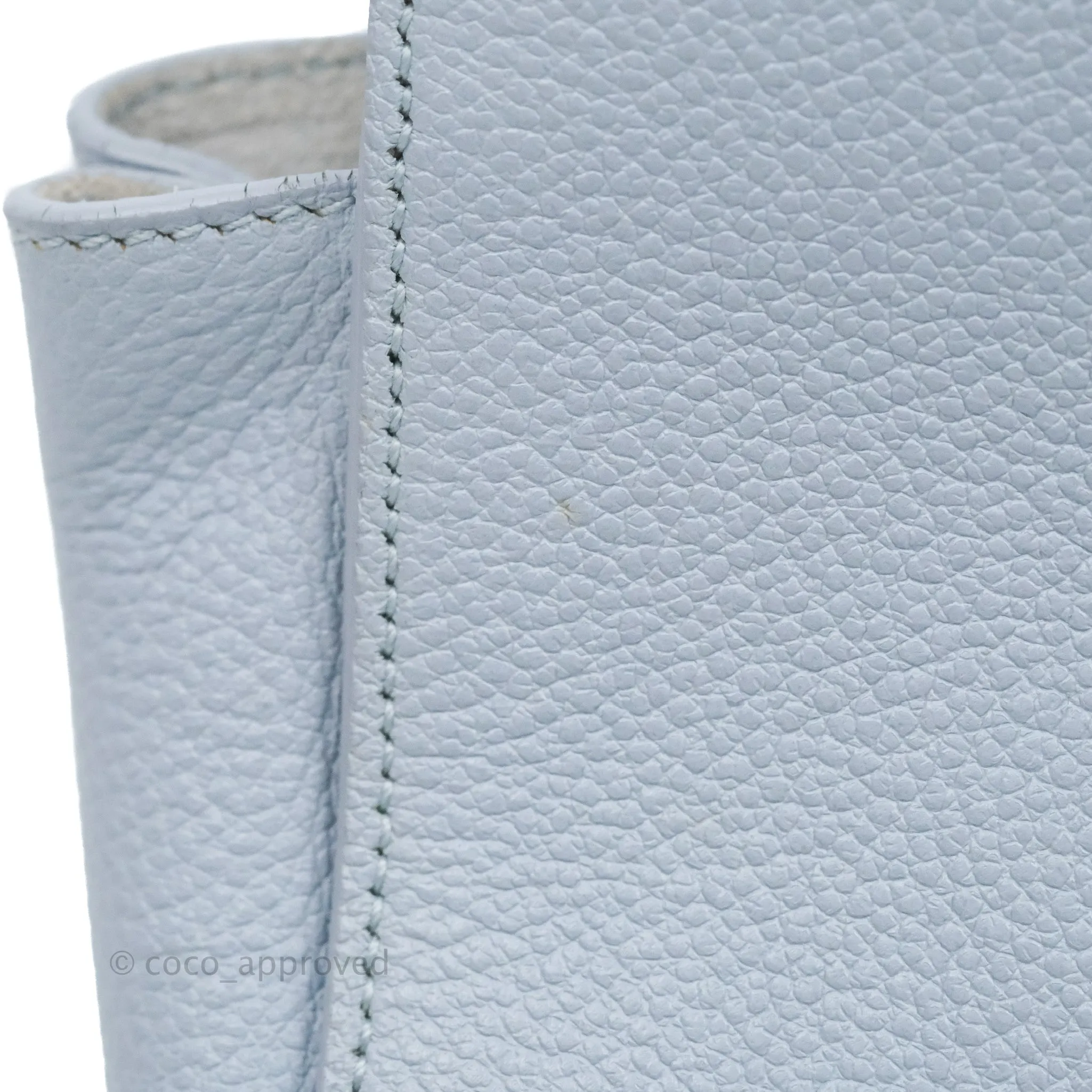 Saint Laurent Small Cabas Rive Gauche Bag Grained Calfskin Baby Blue Silver Hardware