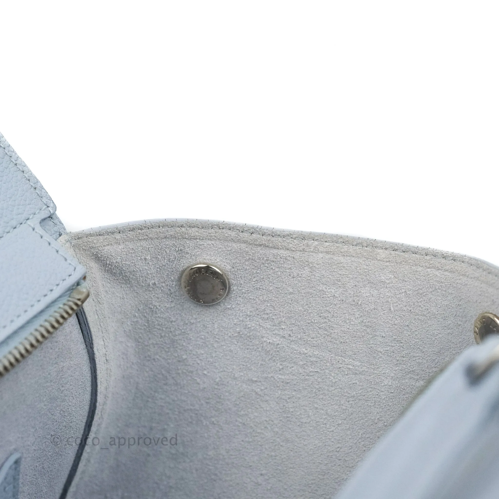 Saint Laurent Small Cabas Rive Gauche Bag Grained Calfskin Baby Blue Silver Hardware