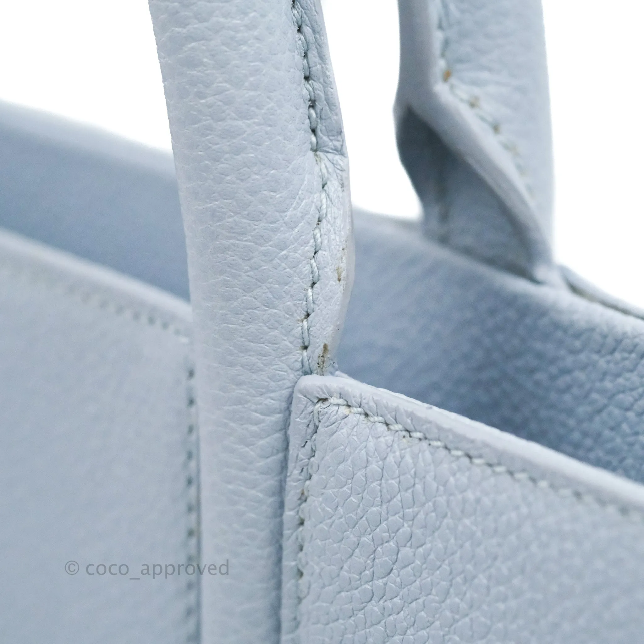 Saint Laurent Small Cabas Rive Gauche Bag Grained Calfskin Baby Blue Silver Hardware
