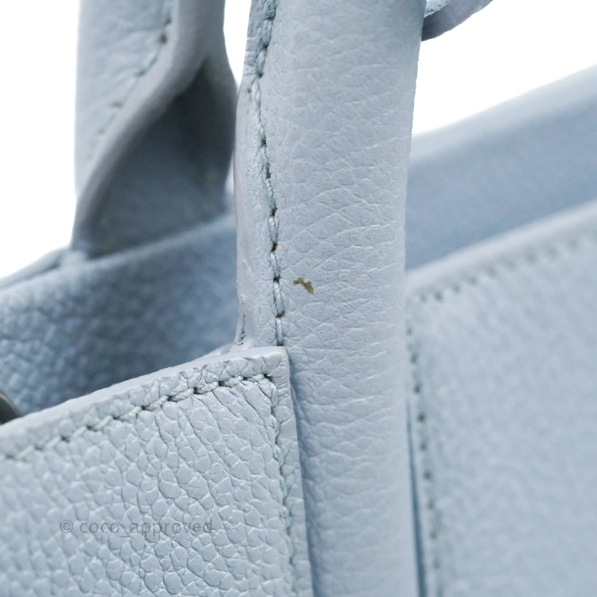 Saint Laurent Small Cabas Rive Gauche Bag Grained Calfskin Baby Blue Silver Hardware