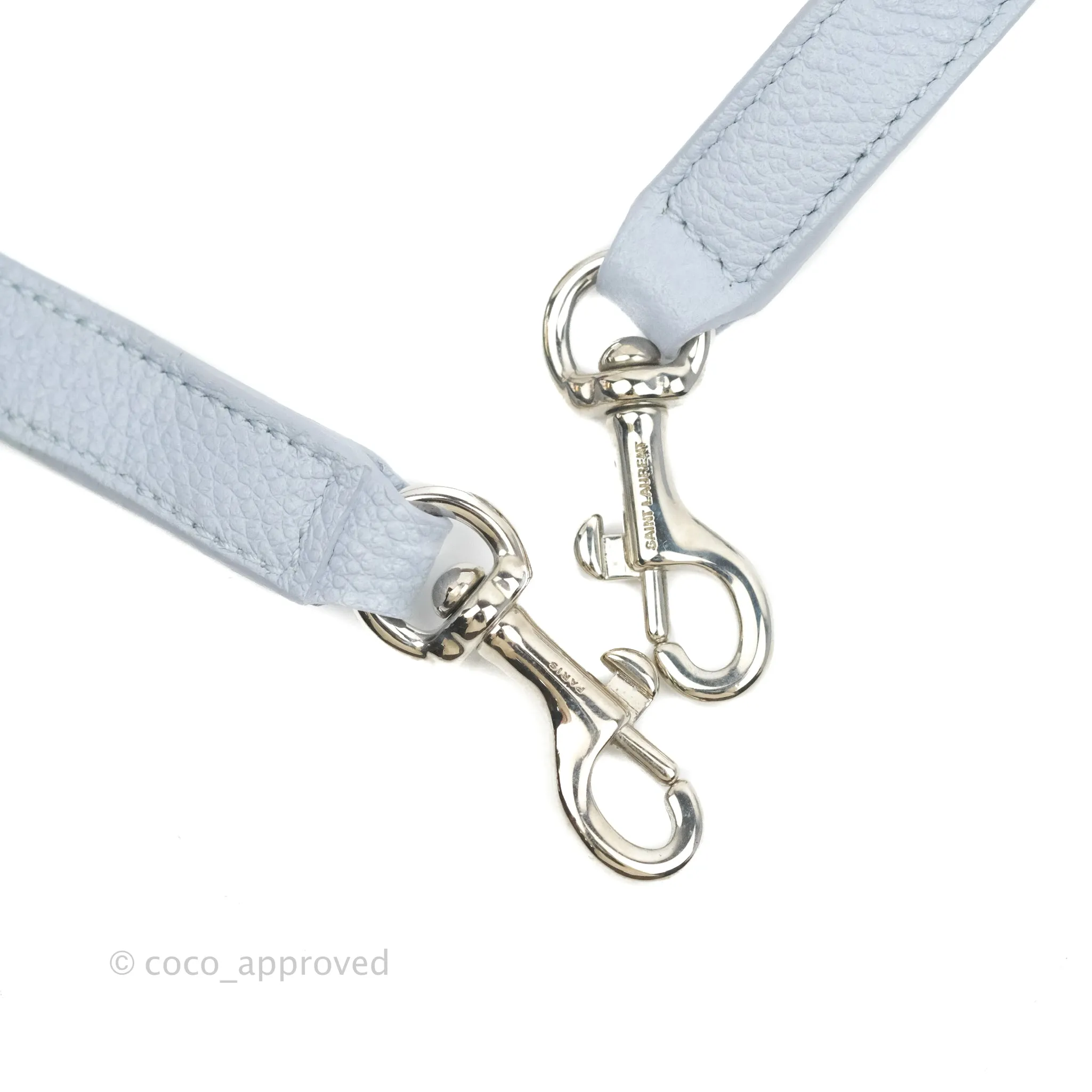 Saint Laurent Small Cabas Rive Gauche Bag Grained Calfskin Baby Blue Silver Hardware
