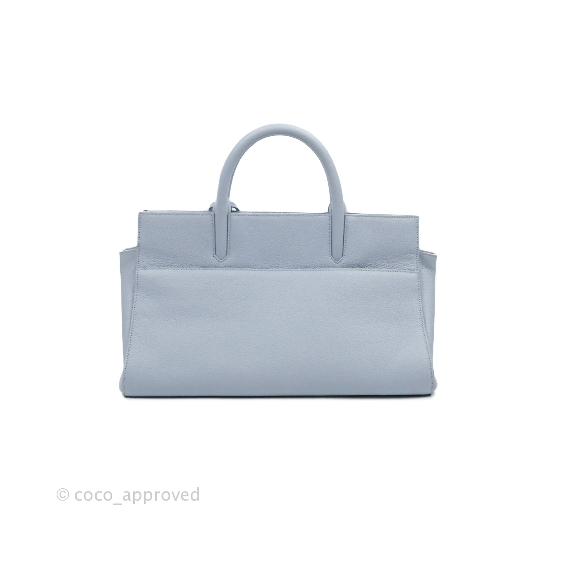Saint Laurent Small Cabas Rive Gauche Bag Grained Calfskin Baby Blue Silver Hardware