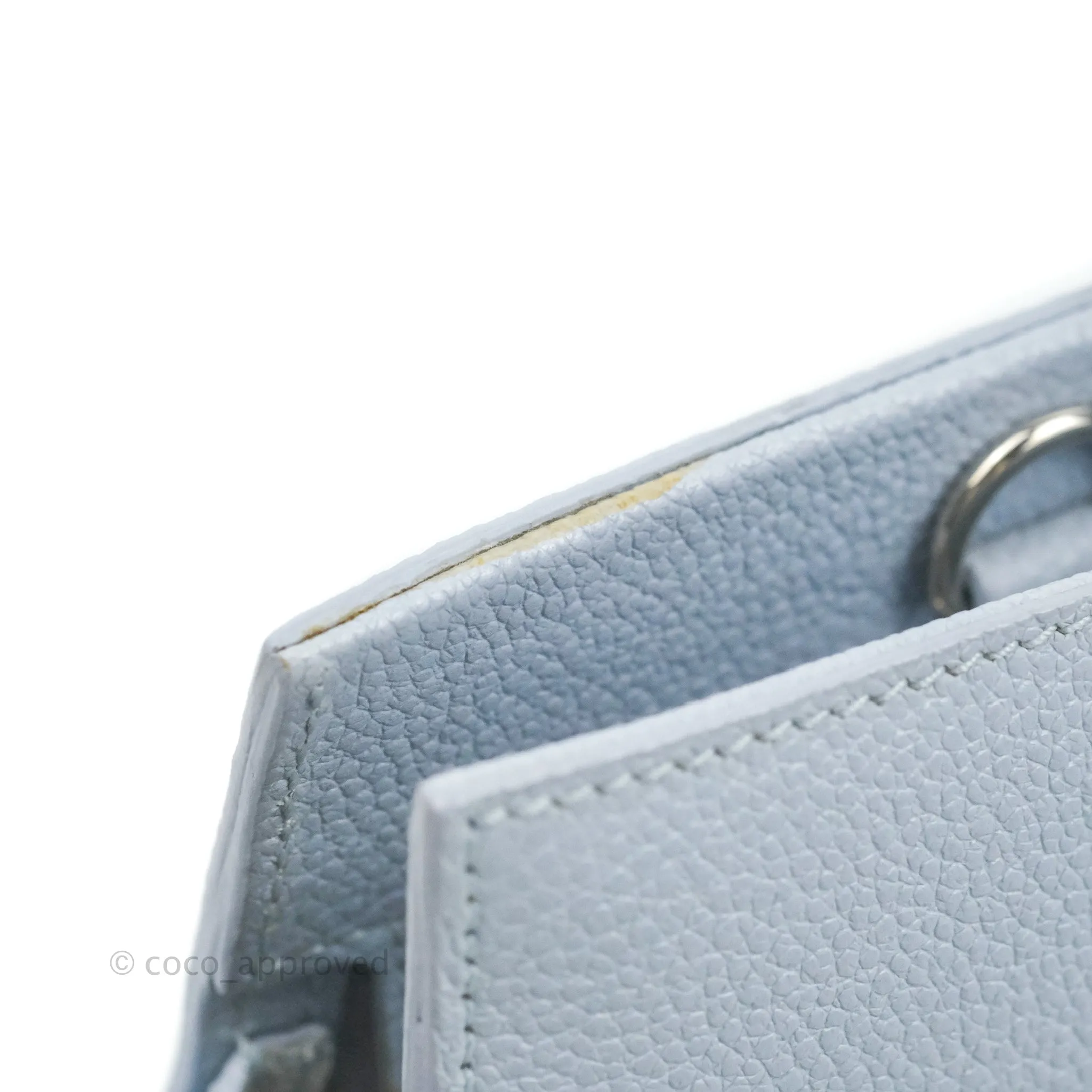 Saint Laurent Small Cabas Rive Gauche Bag Grained Calfskin Baby Blue Silver Hardware