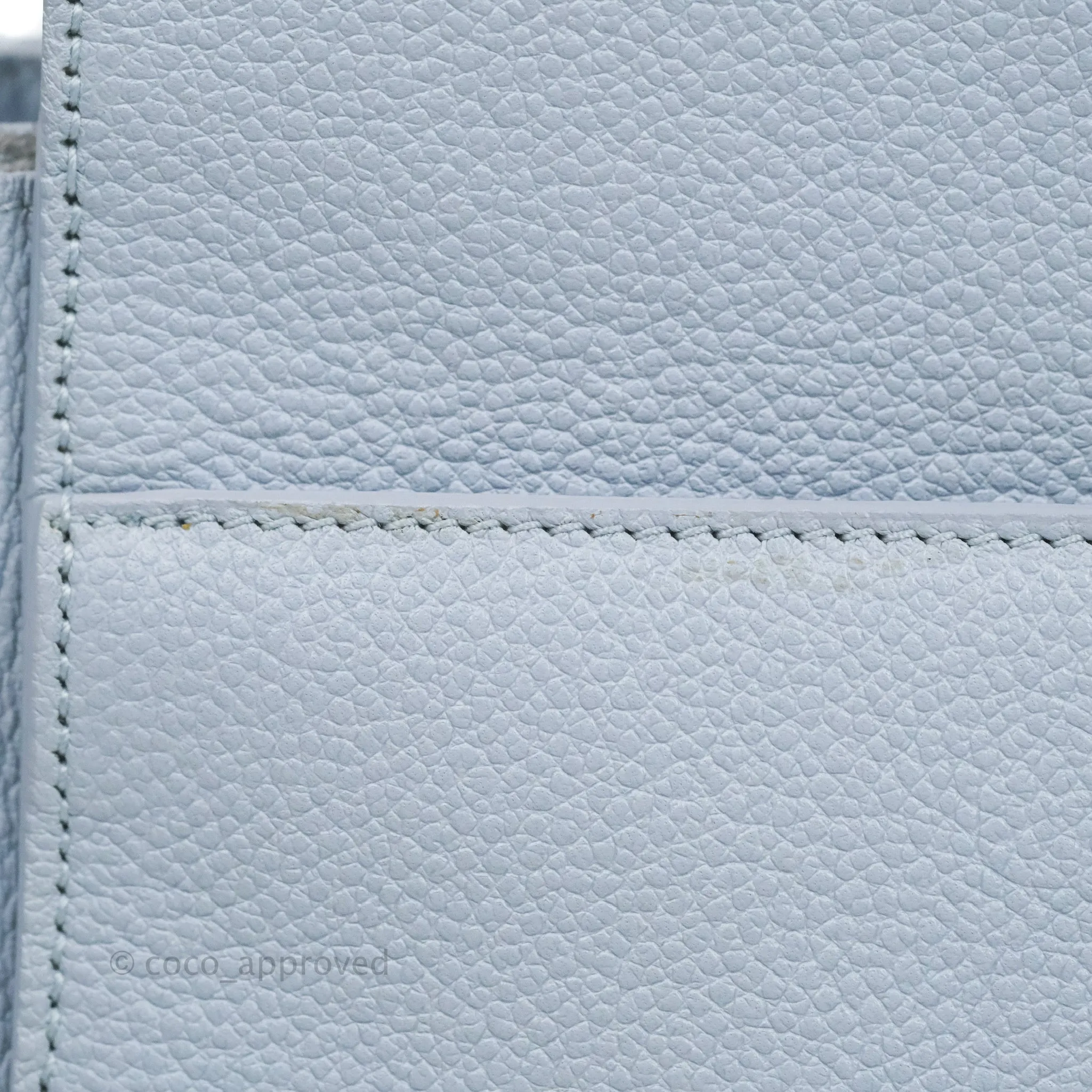 Saint Laurent Small Cabas Rive Gauche Bag Grained Calfskin Baby Blue Silver Hardware