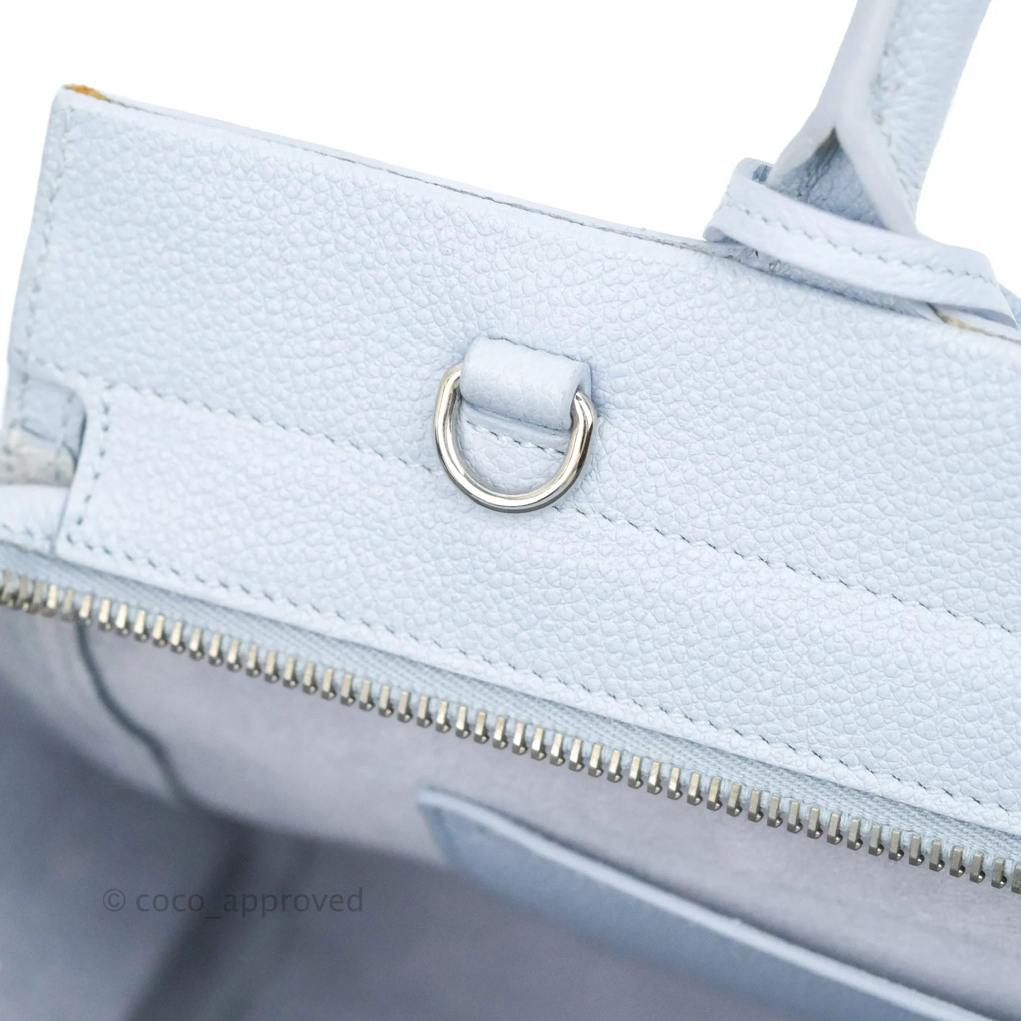 Saint Laurent Small Cabas Rive Gauche Bag Grained Calfskin Baby Blue Silver Hardware
