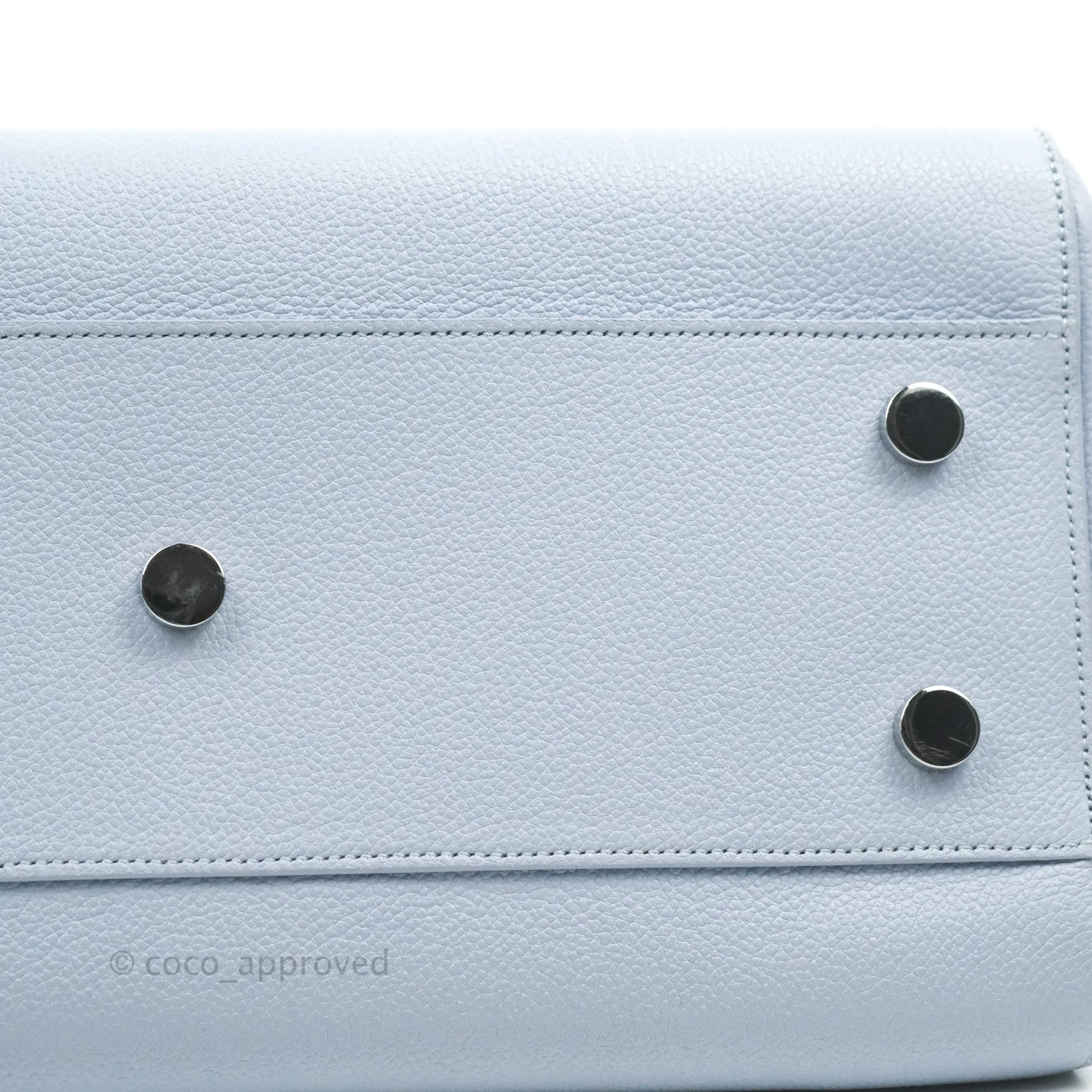 Saint Laurent Small Cabas Rive Gauche Bag Grained Calfskin Baby Blue Silver Hardware