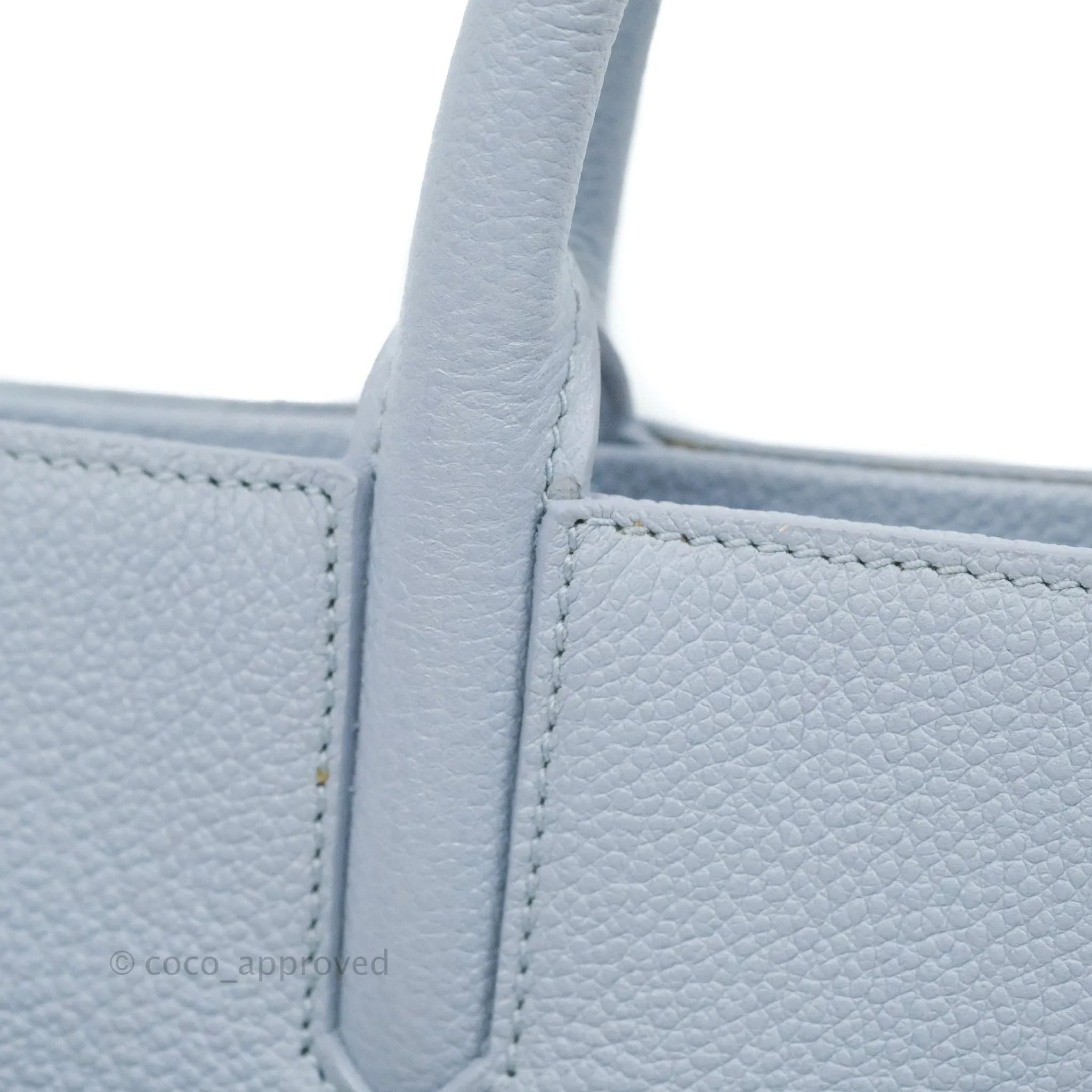 Saint Laurent Small Cabas Rive Gauche Bag Grained Calfskin Baby Blue Silver Hardware