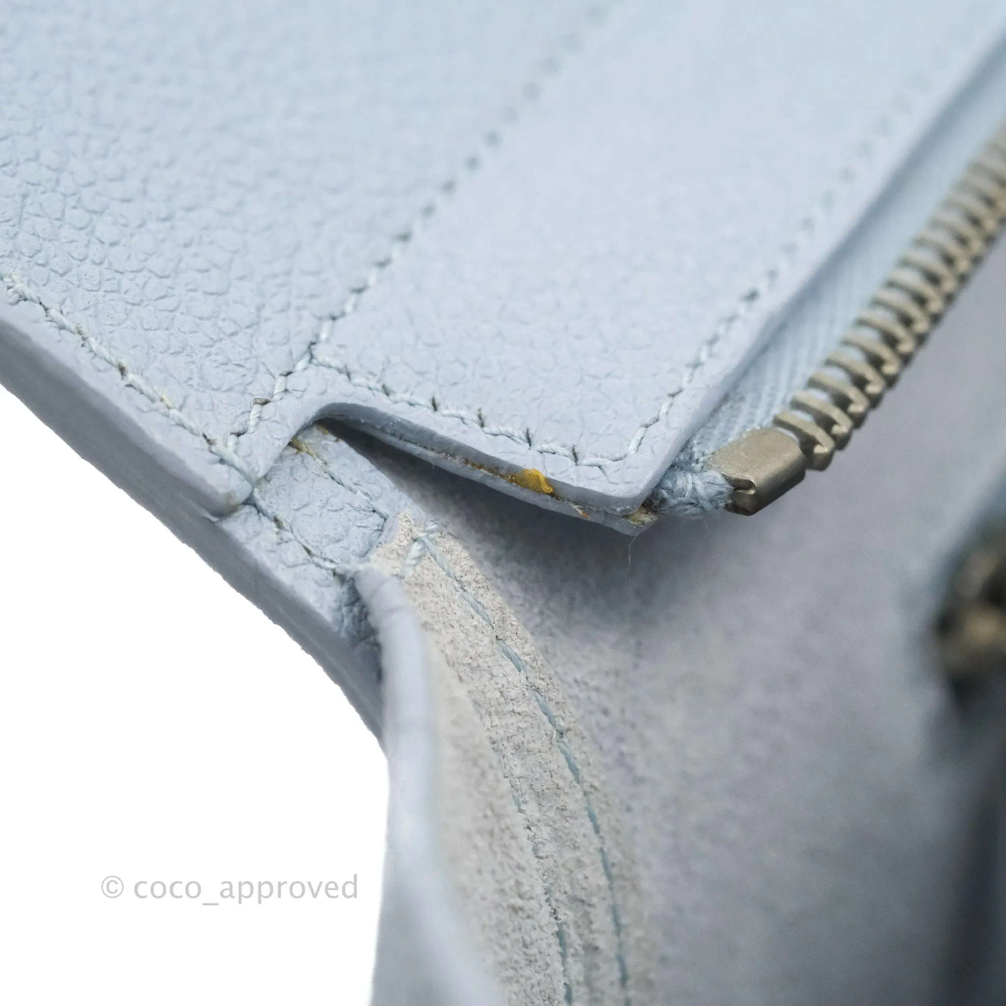 Saint Laurent Small Cabas Rive Gauche Bag Grained Calfskin Baby Blue Silver Hardware