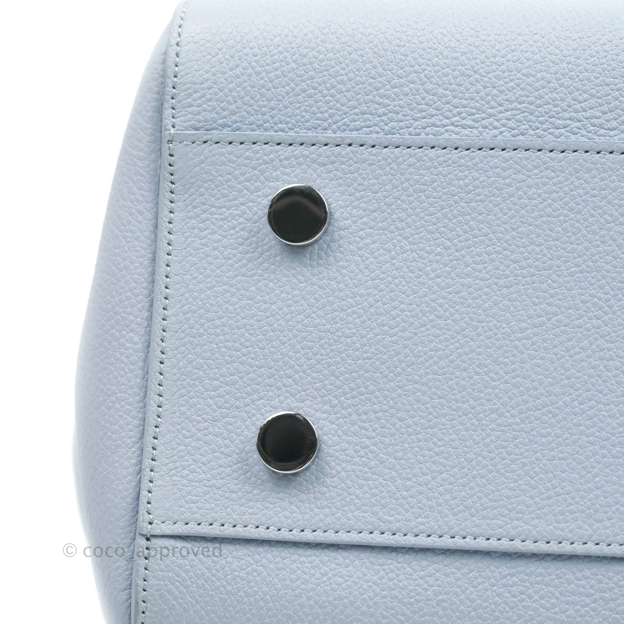 Saint Laurent Small Cabas Rive Gauche Bag Grained Calfskin Baby Blue Silver Hardware
