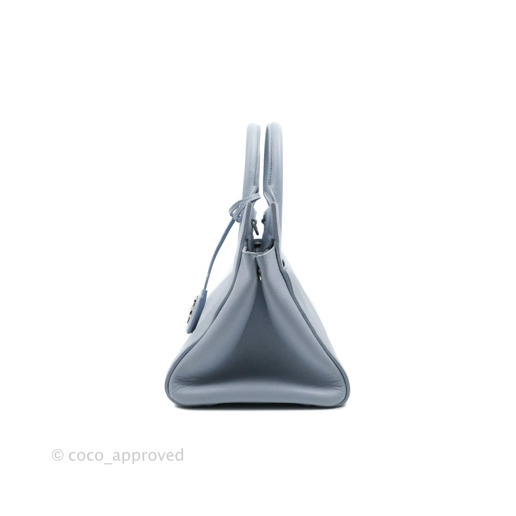 Saint Laurent Small Cabas Rive Gauche Bag Grained Calfskin Baby Blue Silver Hardware