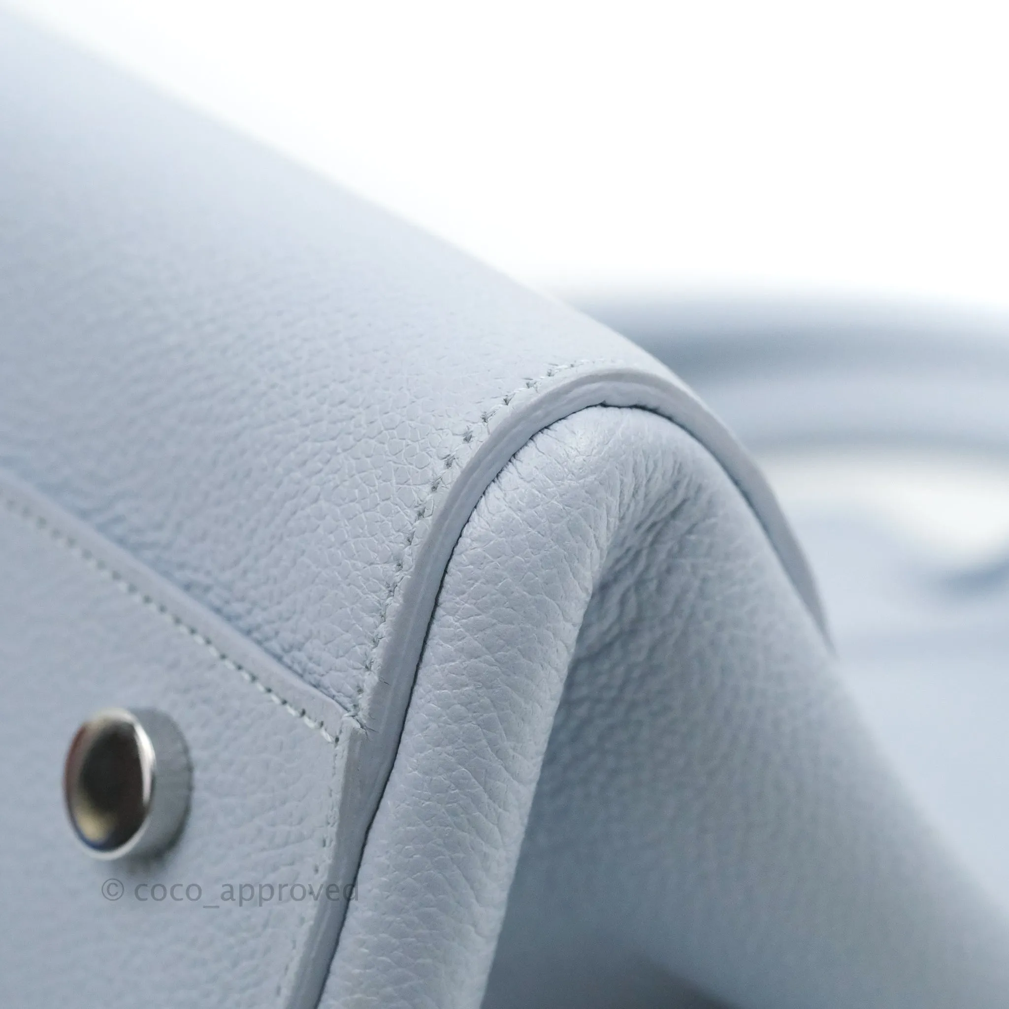 Saint Laurent Small Cabas Rive Gauche Bag Grained Calfskin Baby Blue Silver Hardware