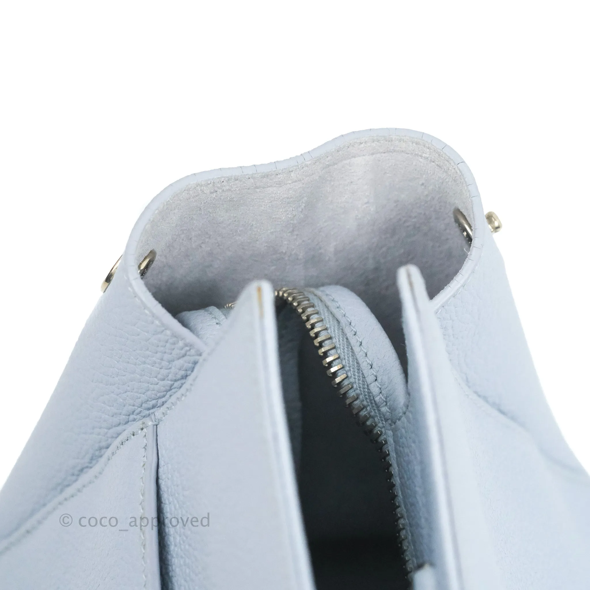 Saint Laurent Small Cabas Rive Gauche Bag Grained Calfskin Baby Blue Silver Hardware