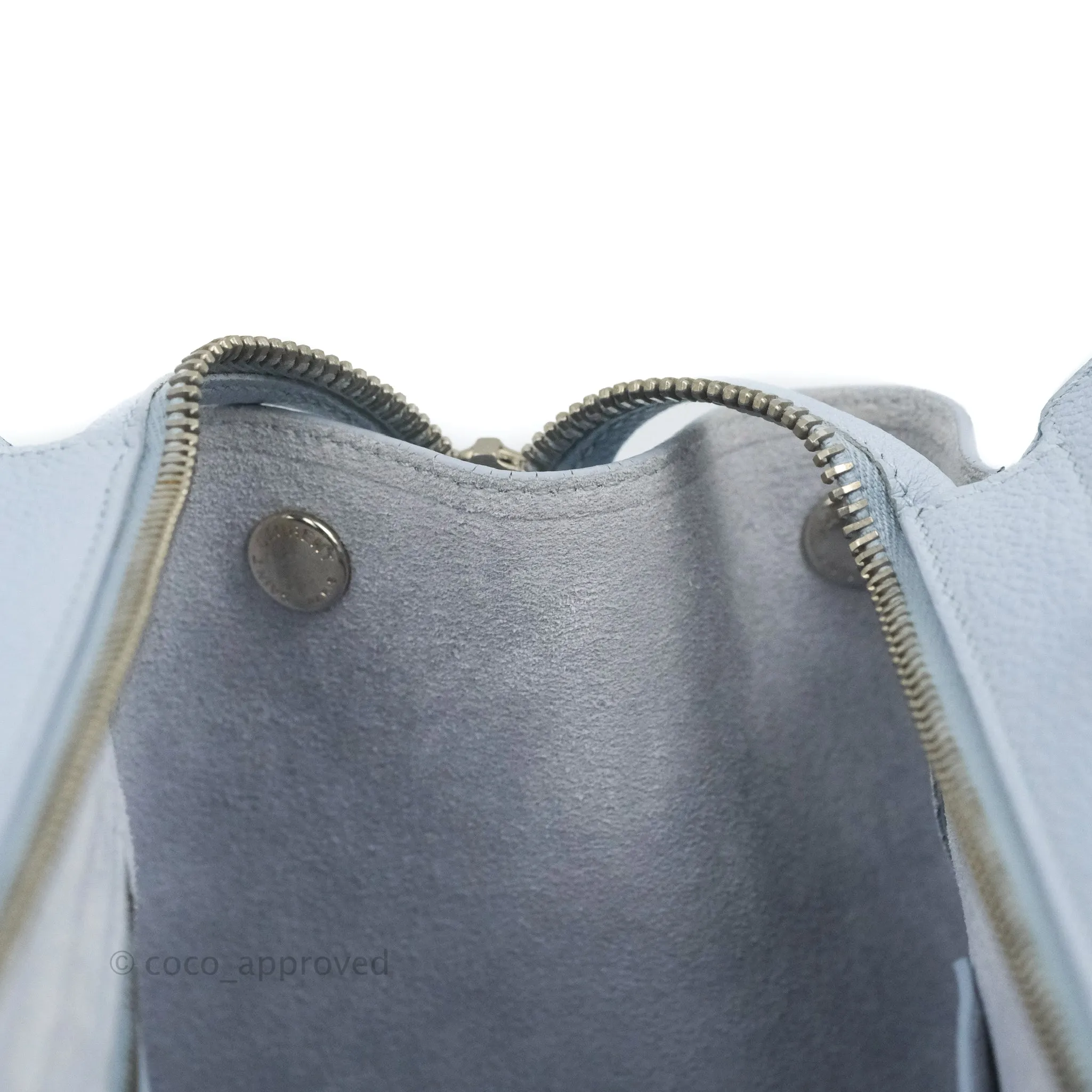 Saint Laurent Small Cabas Rive Gauche Bag Grained Calfskin Baby Blue Silver Hardware
