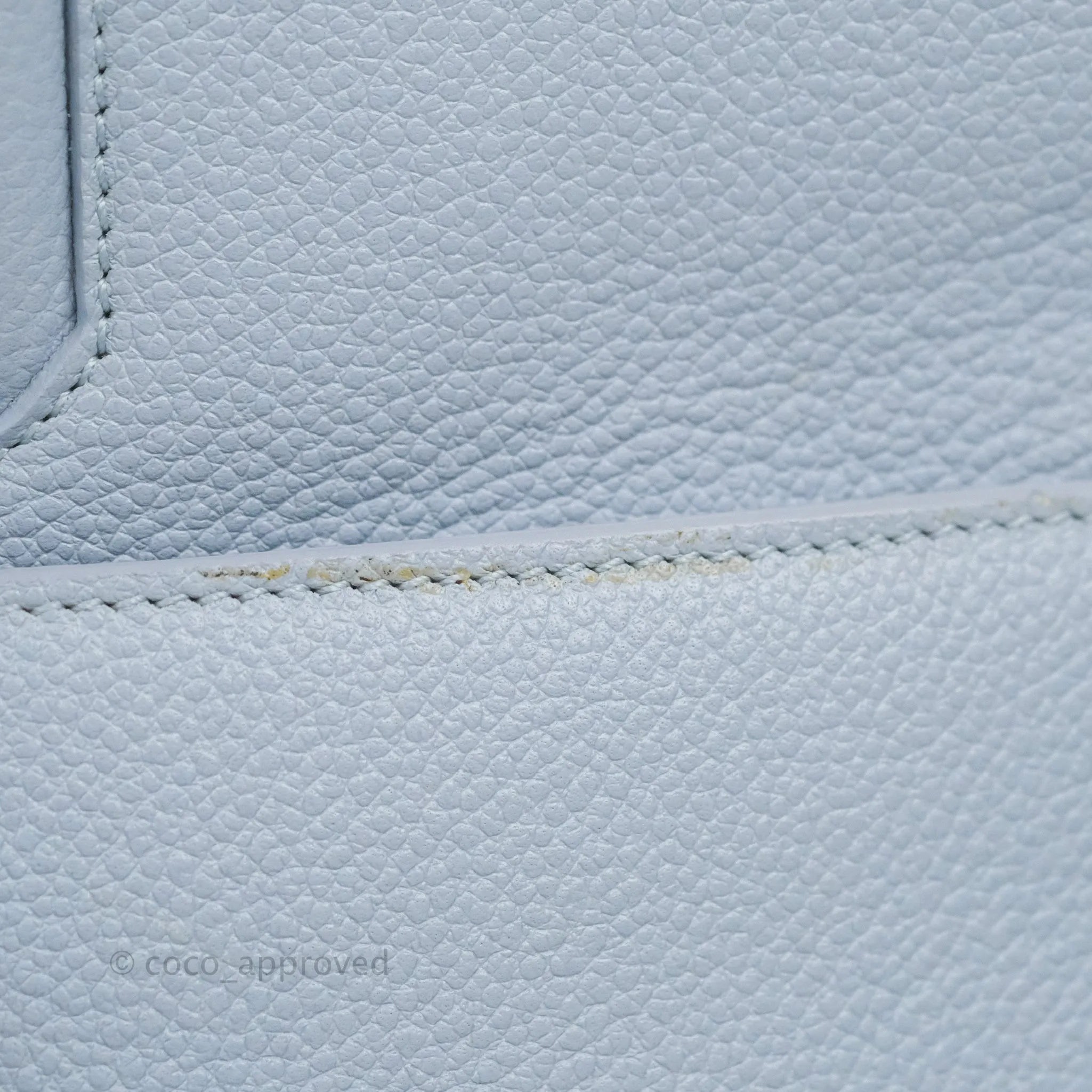Saint Laurent Small Cabas Rive Gauche Bag Grained Calfskin Baby Blue Silver Hardware