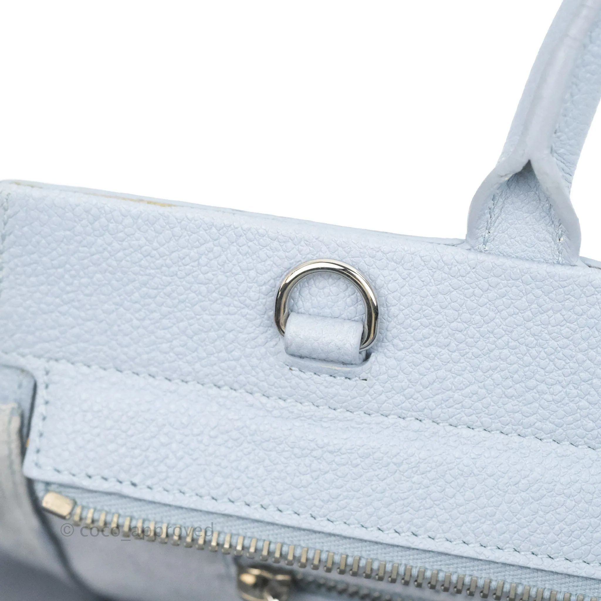 Saint Laurent Small Cabas Rive Gauche Bag Grained Calfskin Baby Blue Silver Hardware