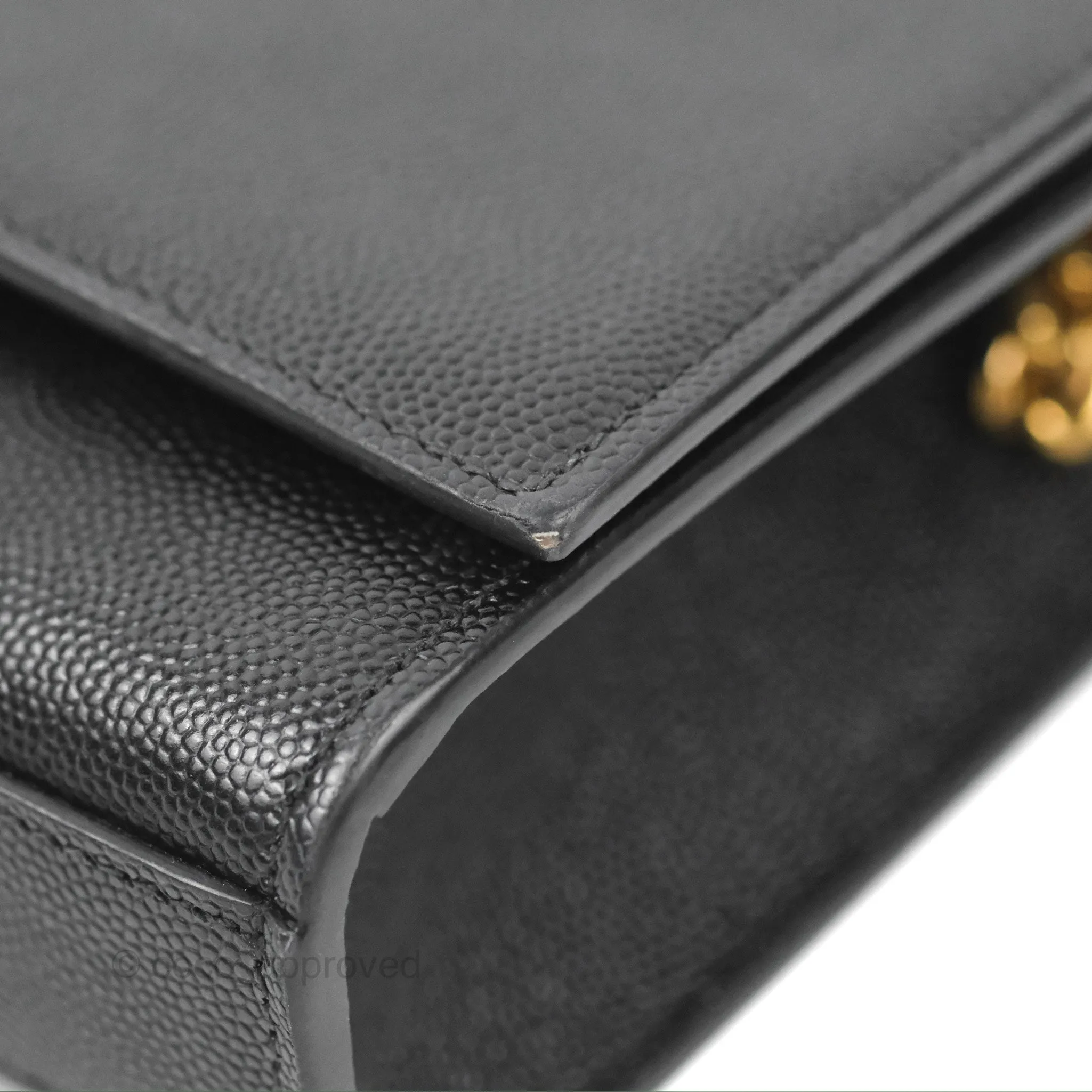 Saint Laurent Small Classic Monogram Kate Chain Bag Black Grained Calfskin Gold Hardware