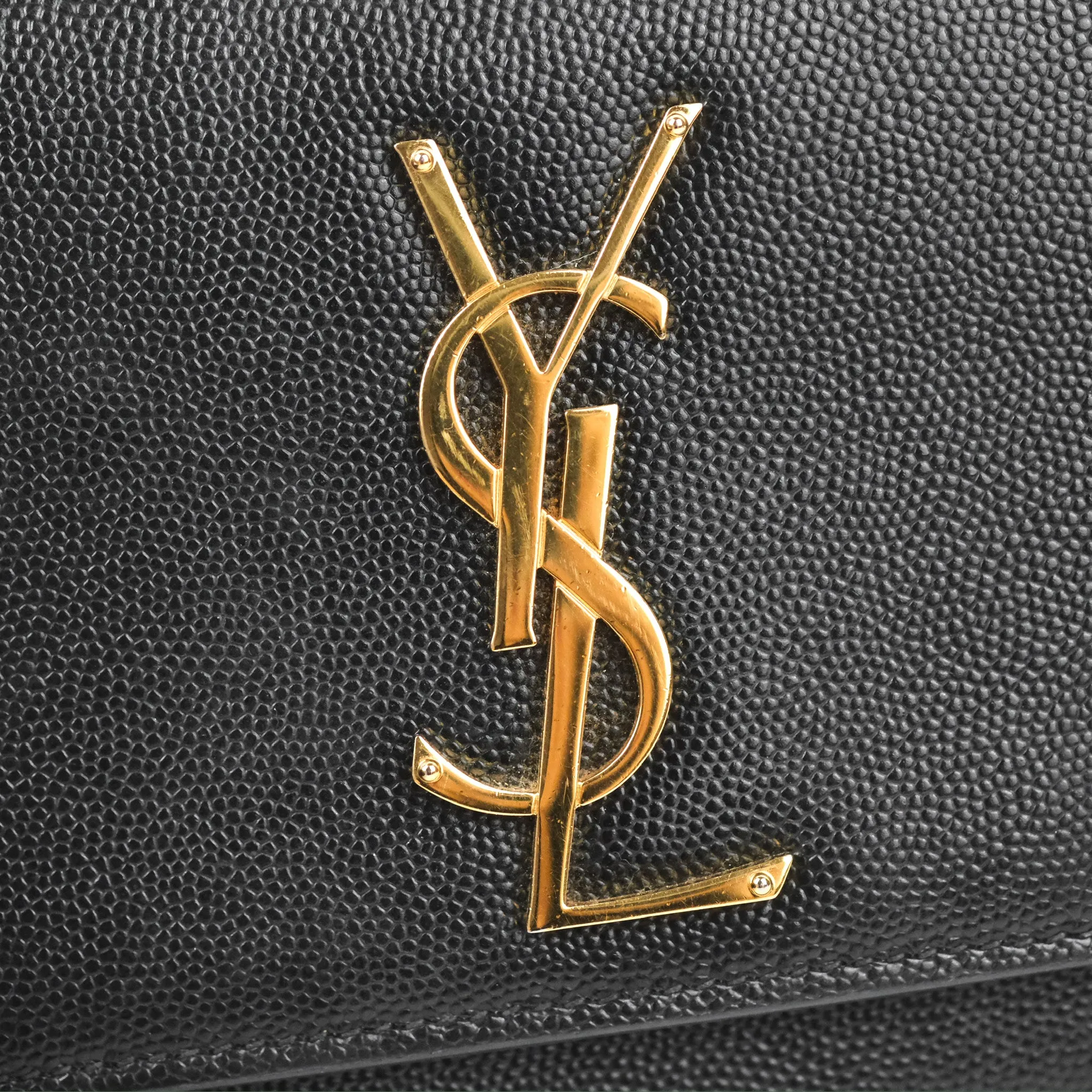 Saint Laurent Small Classic Monogram Kate Chain Bag Black Grained Calfskin Gold Hardware