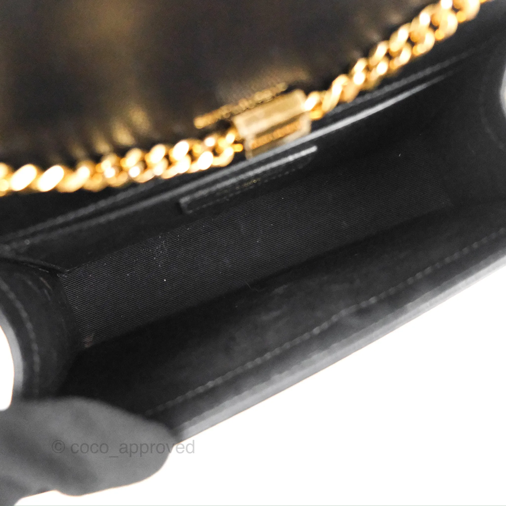 Saint Laurent Small Classic Monogram Kate Chain Bag Black Grained Calfskin Gold Hardware