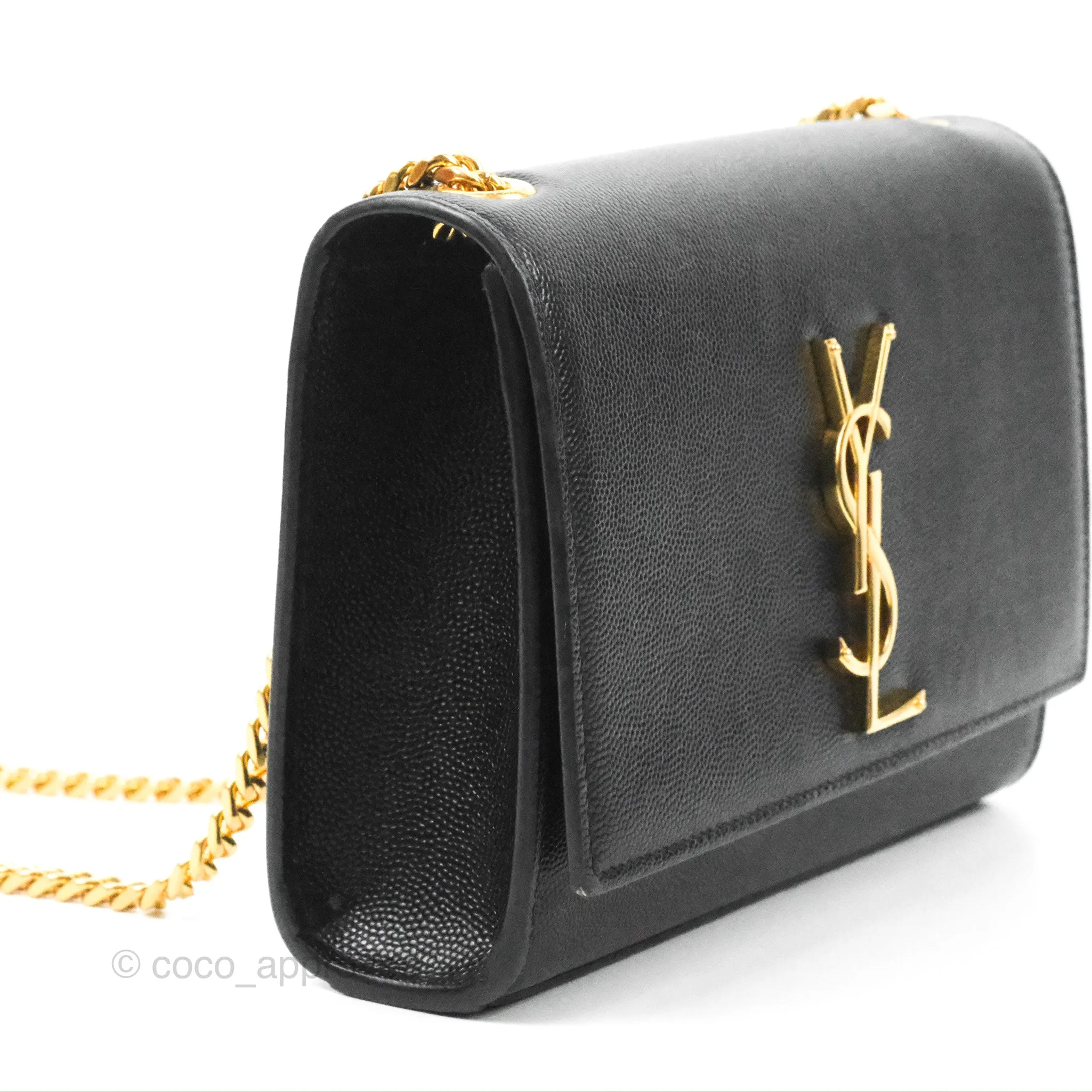 Saint Laurent Small Classic Monogram Kate Chain Bag Black Grained Calfskin Gold Hardware