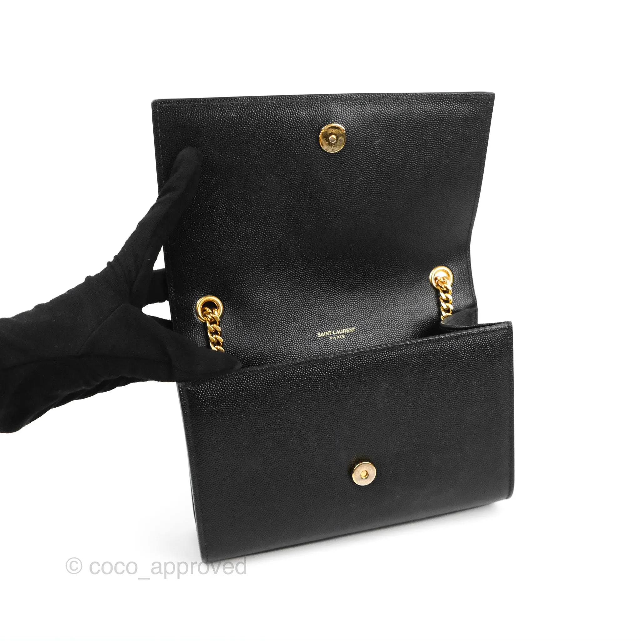 Saint Laurent Small Classic Monogram Kate Chain Bag Black Grained Calfskin Gold Hardware