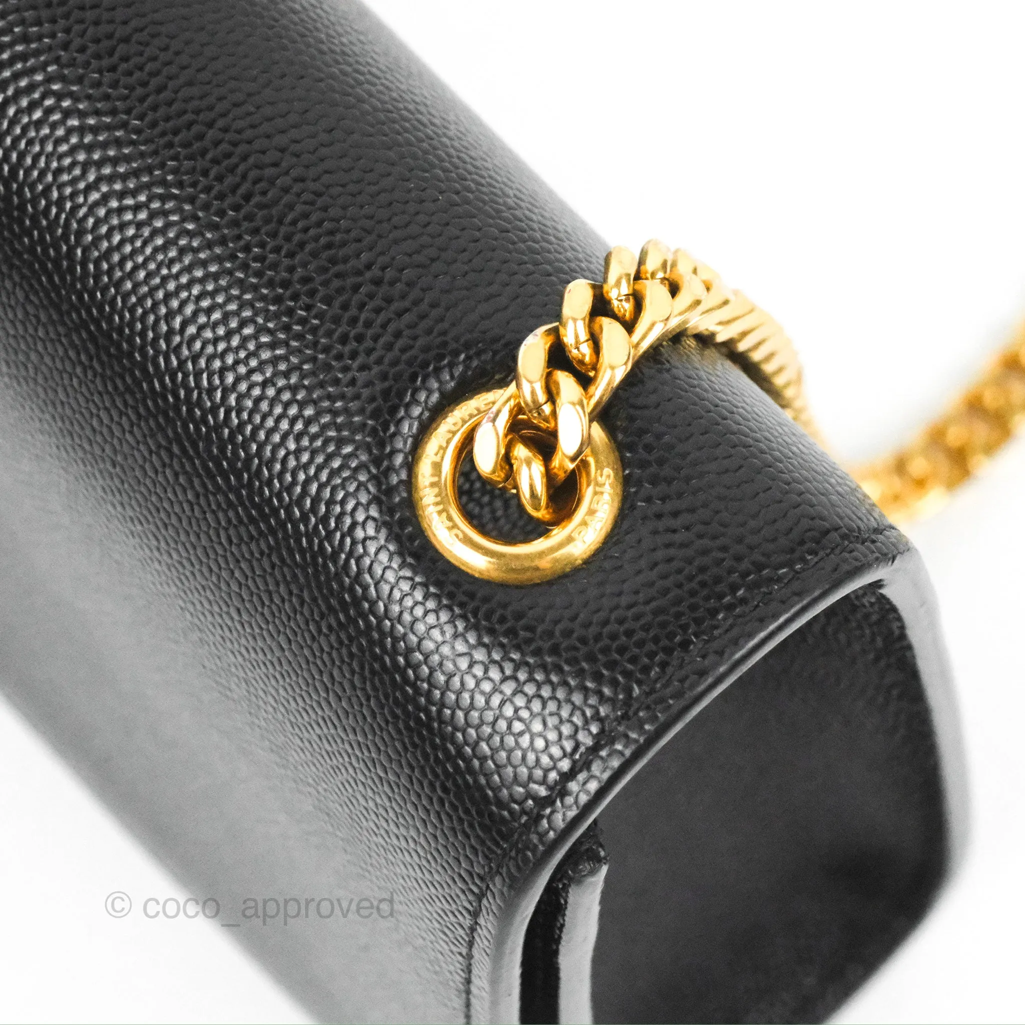 Saint Laurent Small Classic Monogram Kate Chain Bag Black Grained Calfskin Gold Hardware