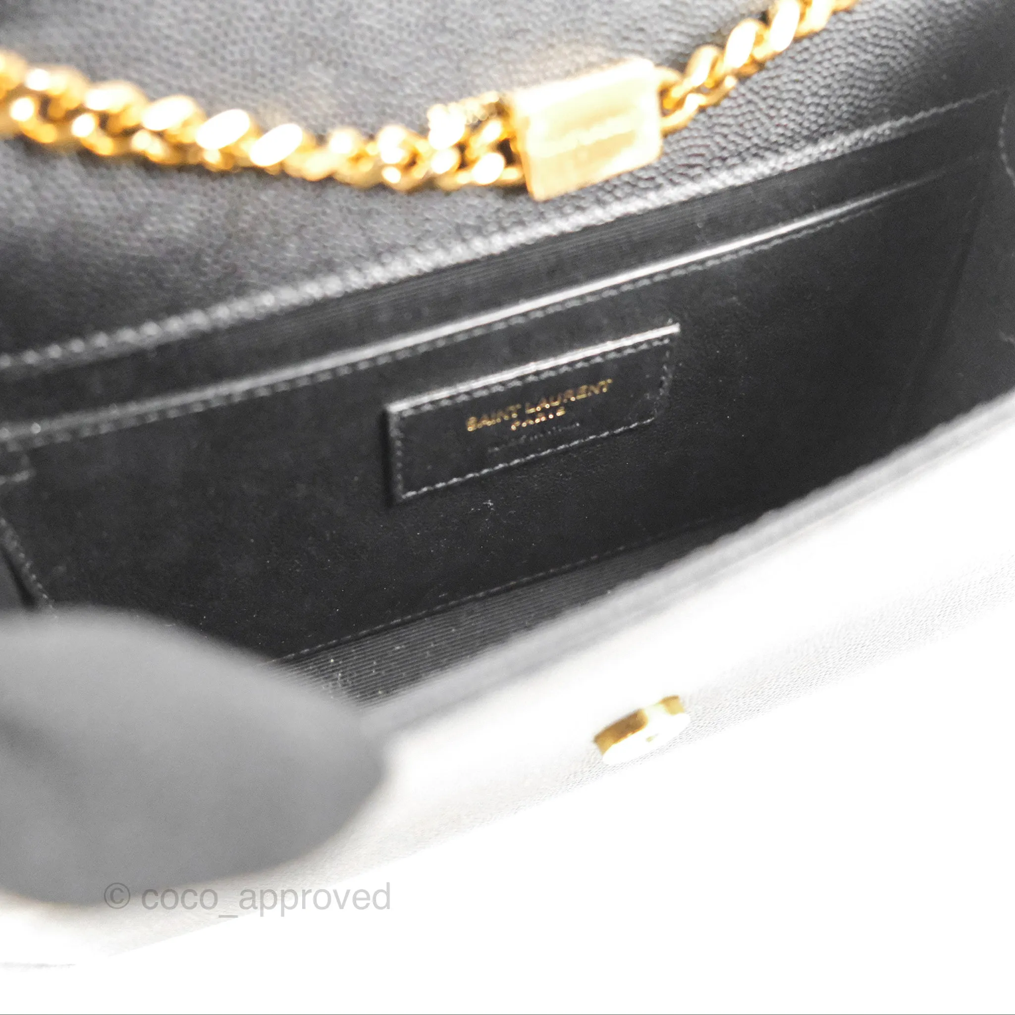 Saint Laurent Small Classic Monogram Kate Chain Bag Black Grained Calfskin Gold Hardware