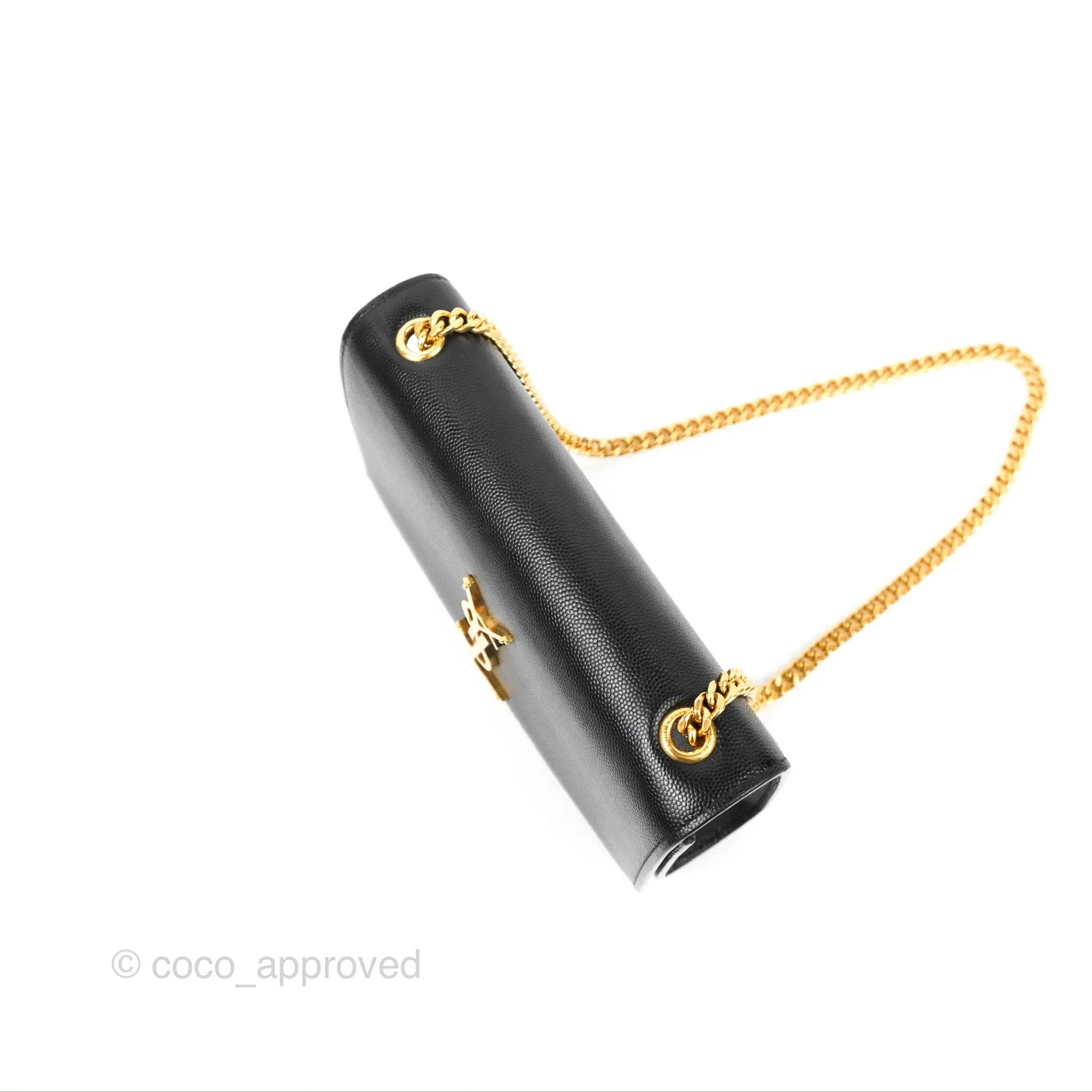 Saint Laurent Small Classic Monogram Kate Chain Bag Black Grained Calfskin Gold Hardware