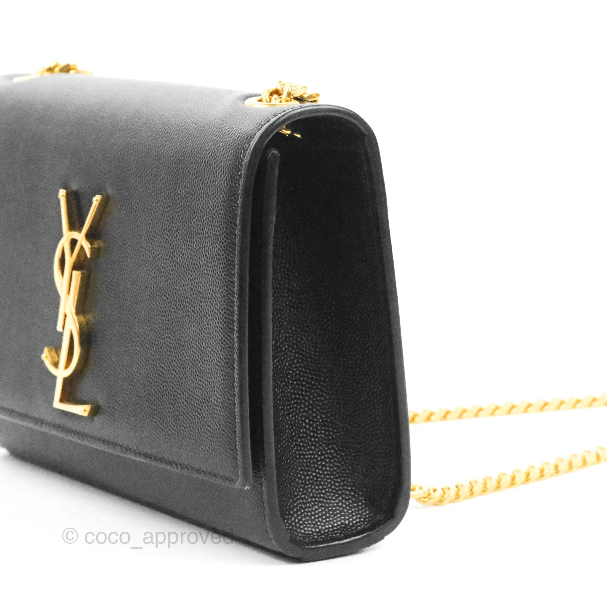 Saint Laurent Small Classic Monogram Kate Chain Bag Black Grained Calfskin Gold Hardware