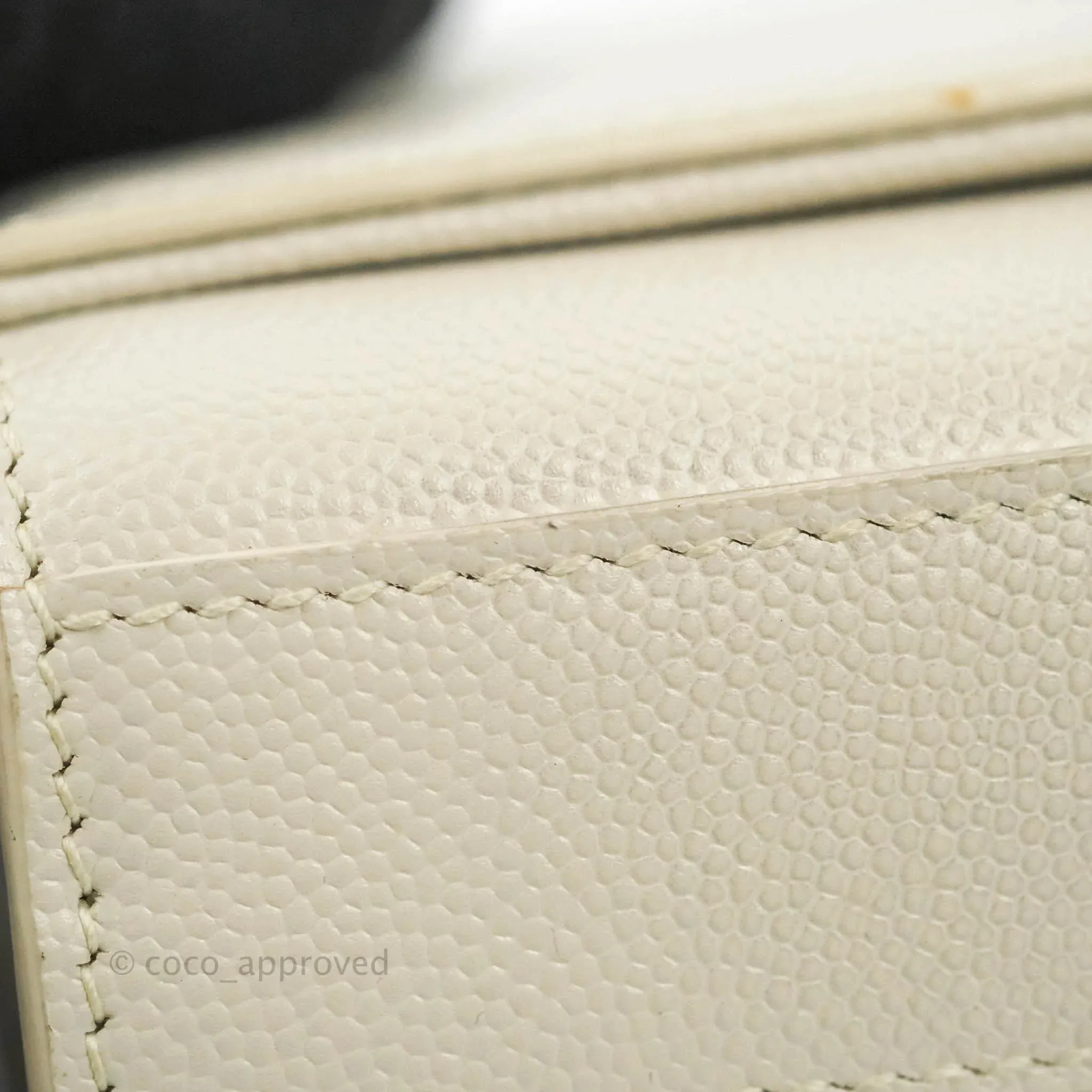 Saint Laurent Small Classic Monogram Kate Tassel Satchel White Grained Calfskin