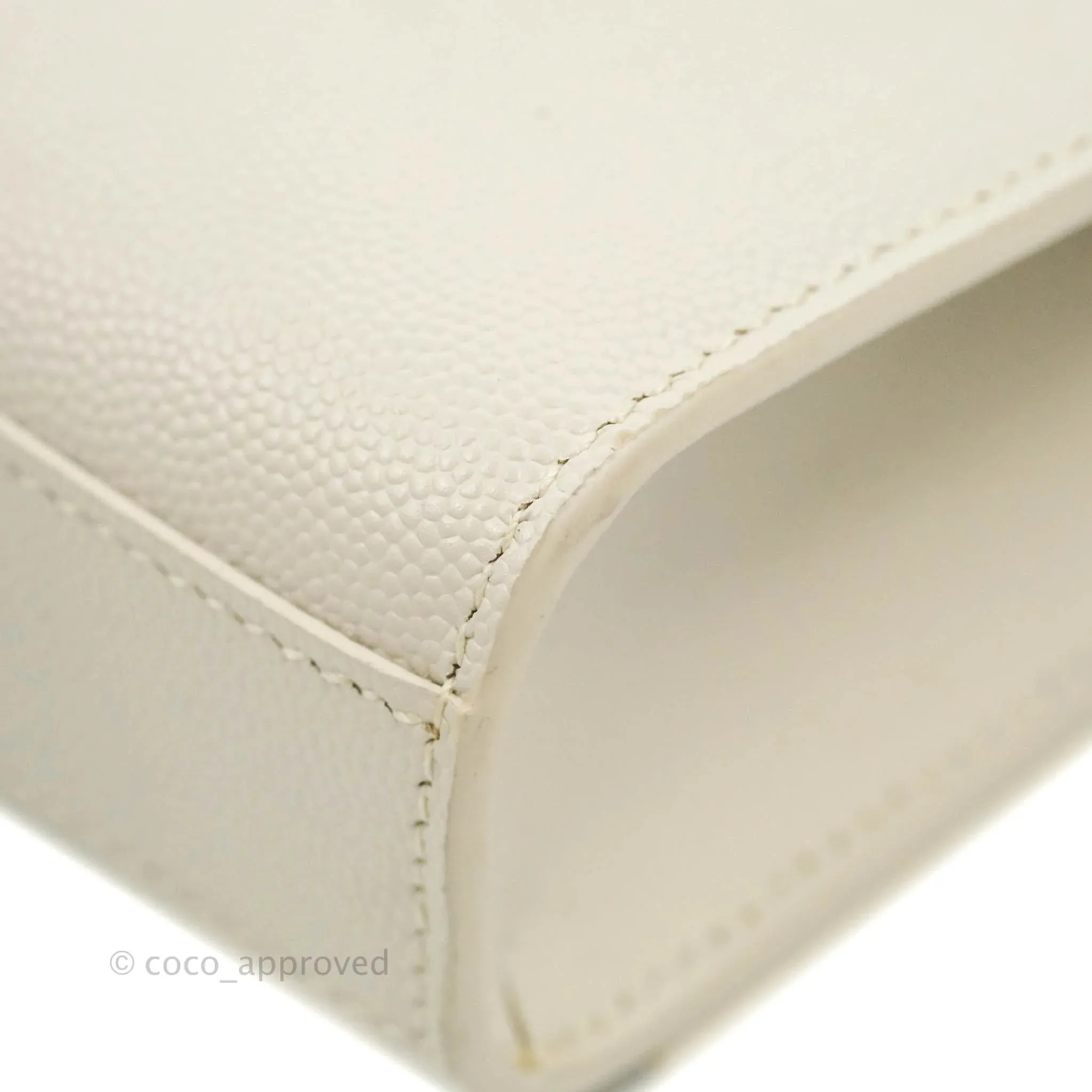 Saint Laurent Small Classic Monogram Kate Tassel Satchel White Grained Calfskin