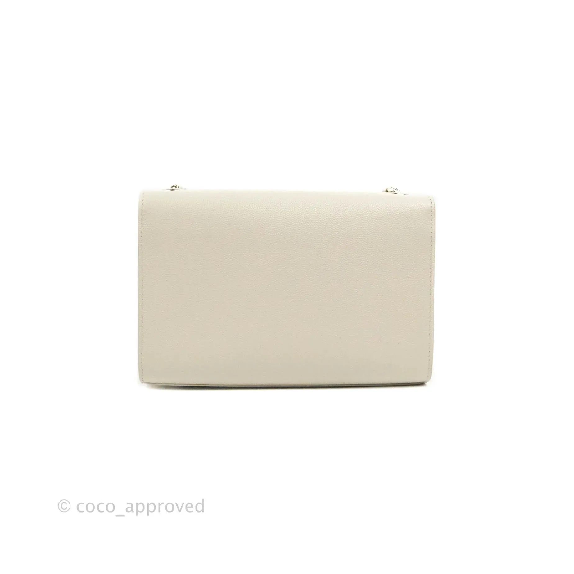 Saint Laurent Small Classic Monogram Kate Tassel Satchel White Grained Calfskin