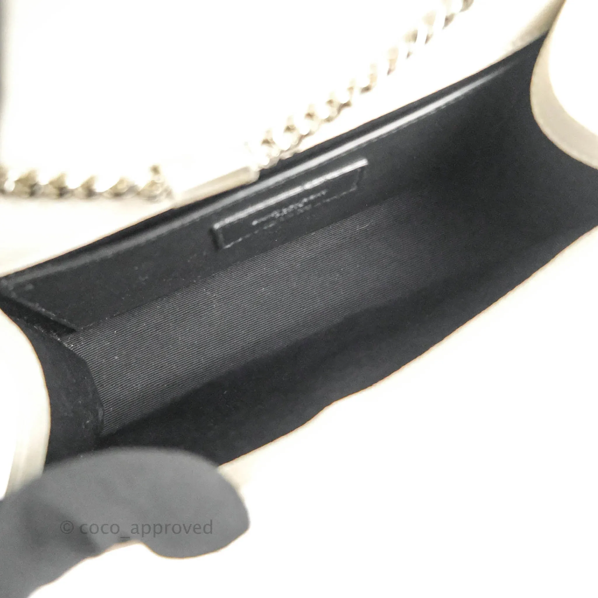 Saint Laurent Small Classic Monogram Kate Tassel Satchel White Grained Calfskin