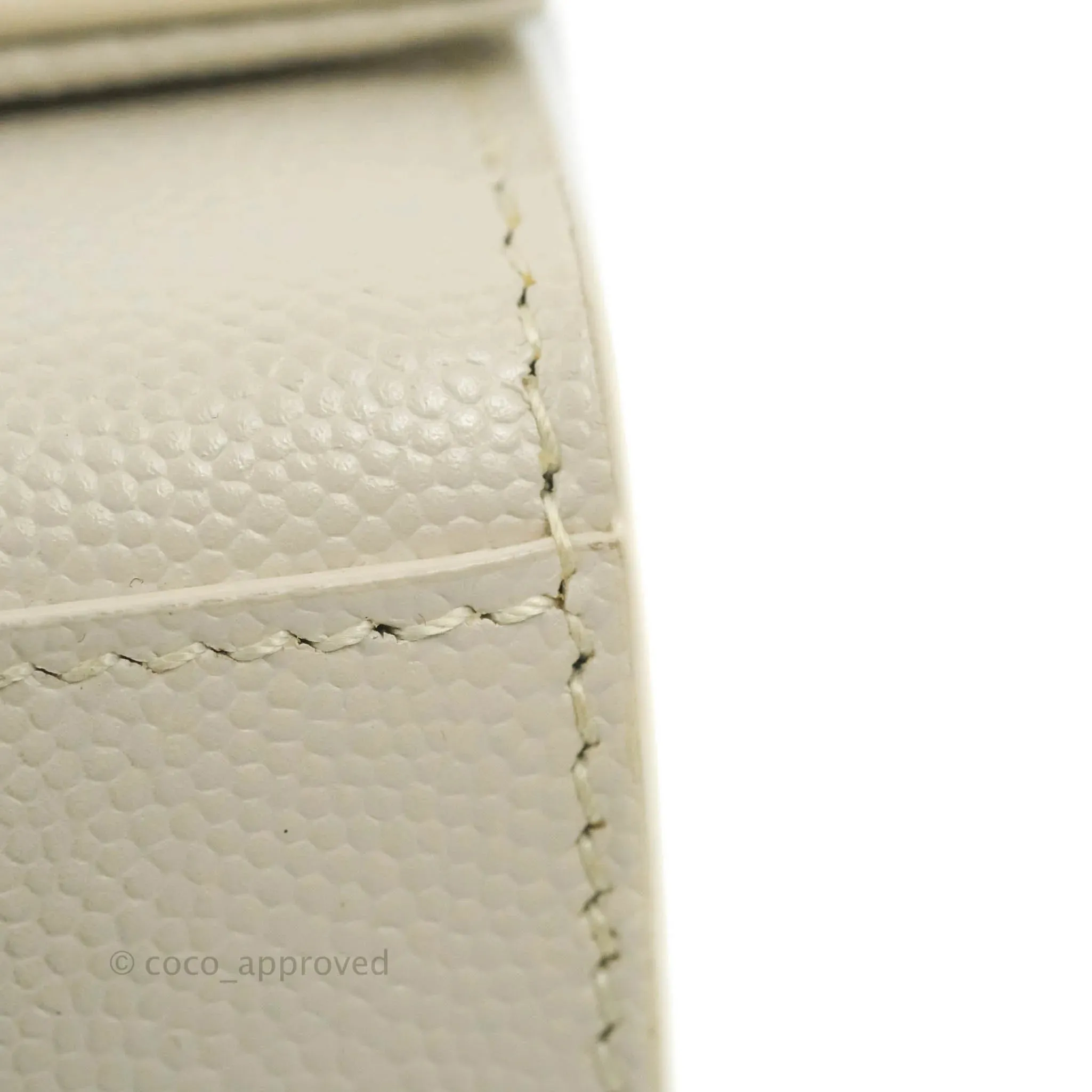 Saint Laurent Small Classic Monogram Kate Tassel Satchel White Grained Calfskin