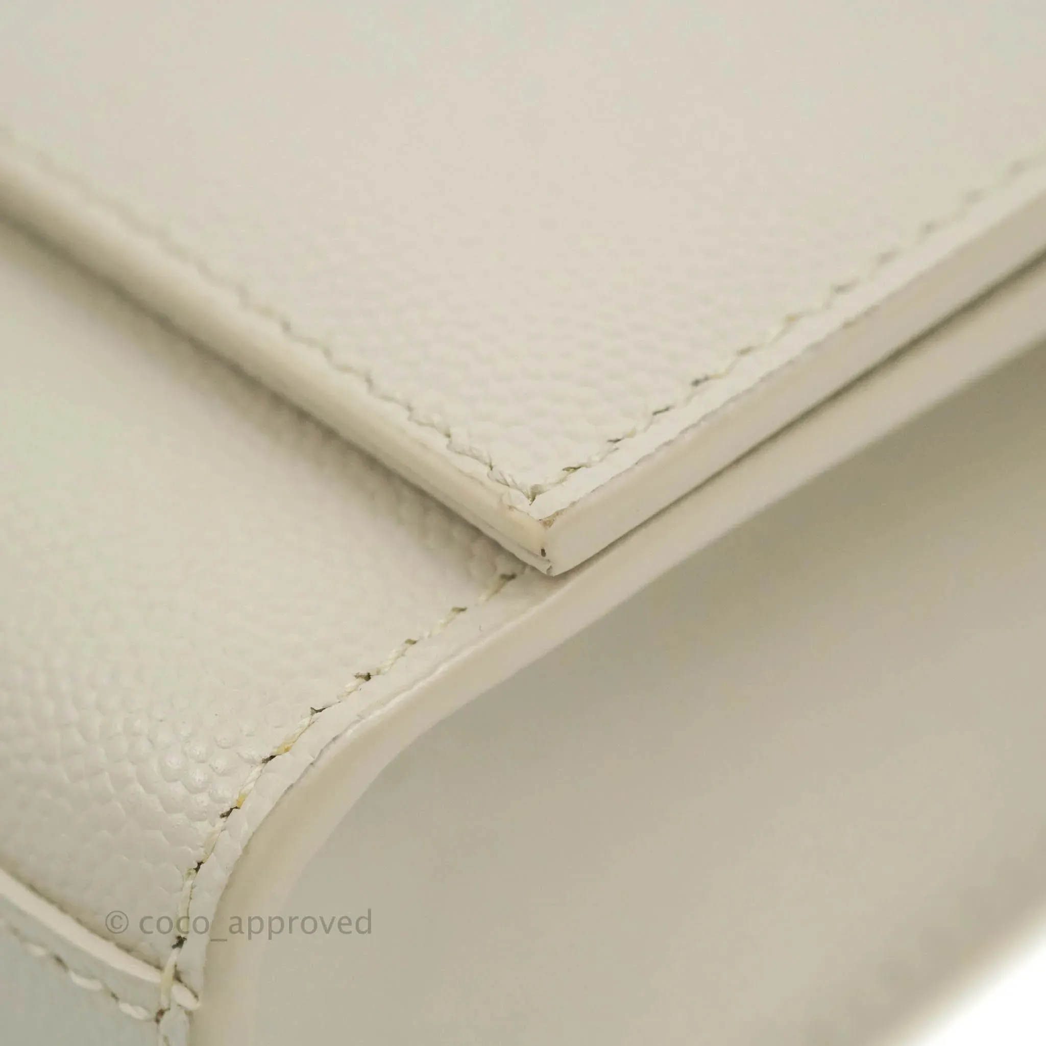Saint Laurent Small Classic Monogram Kate Tassel Satchel White Grained Calfskin