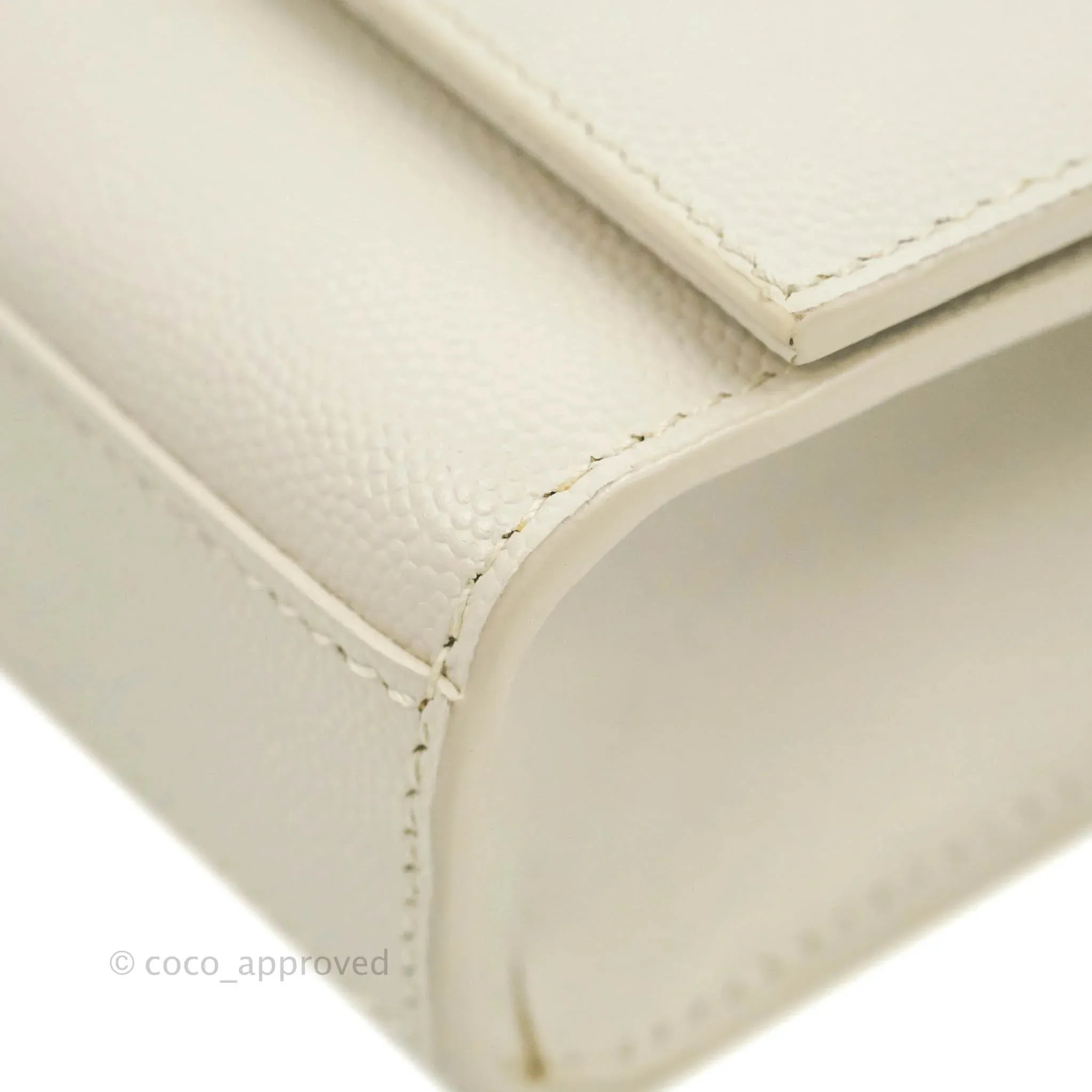 Saint Laurent Small Classic Monogram Kate Tassel Satchel White Grained Calfskin