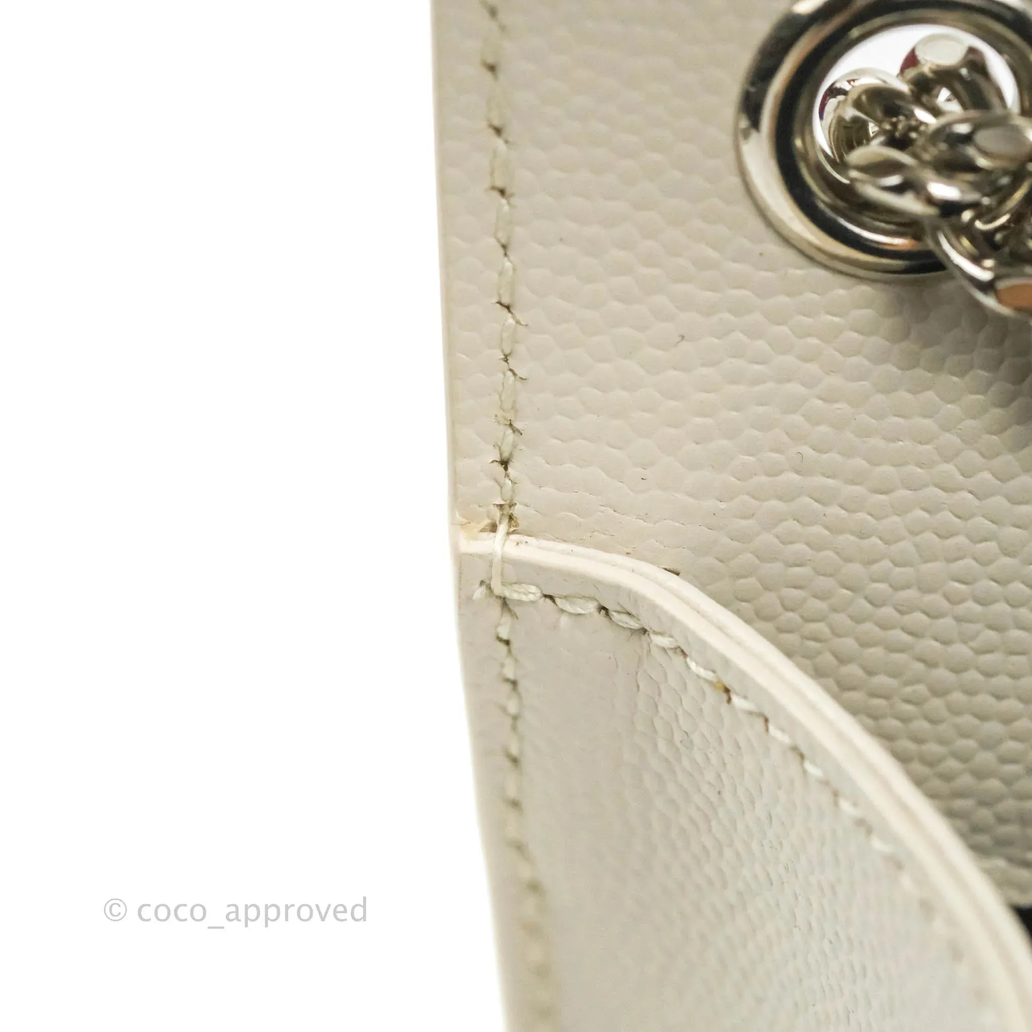 Saint Laurent Small Classic Monogram Kate Tassel Satchel White Grained Calfskin