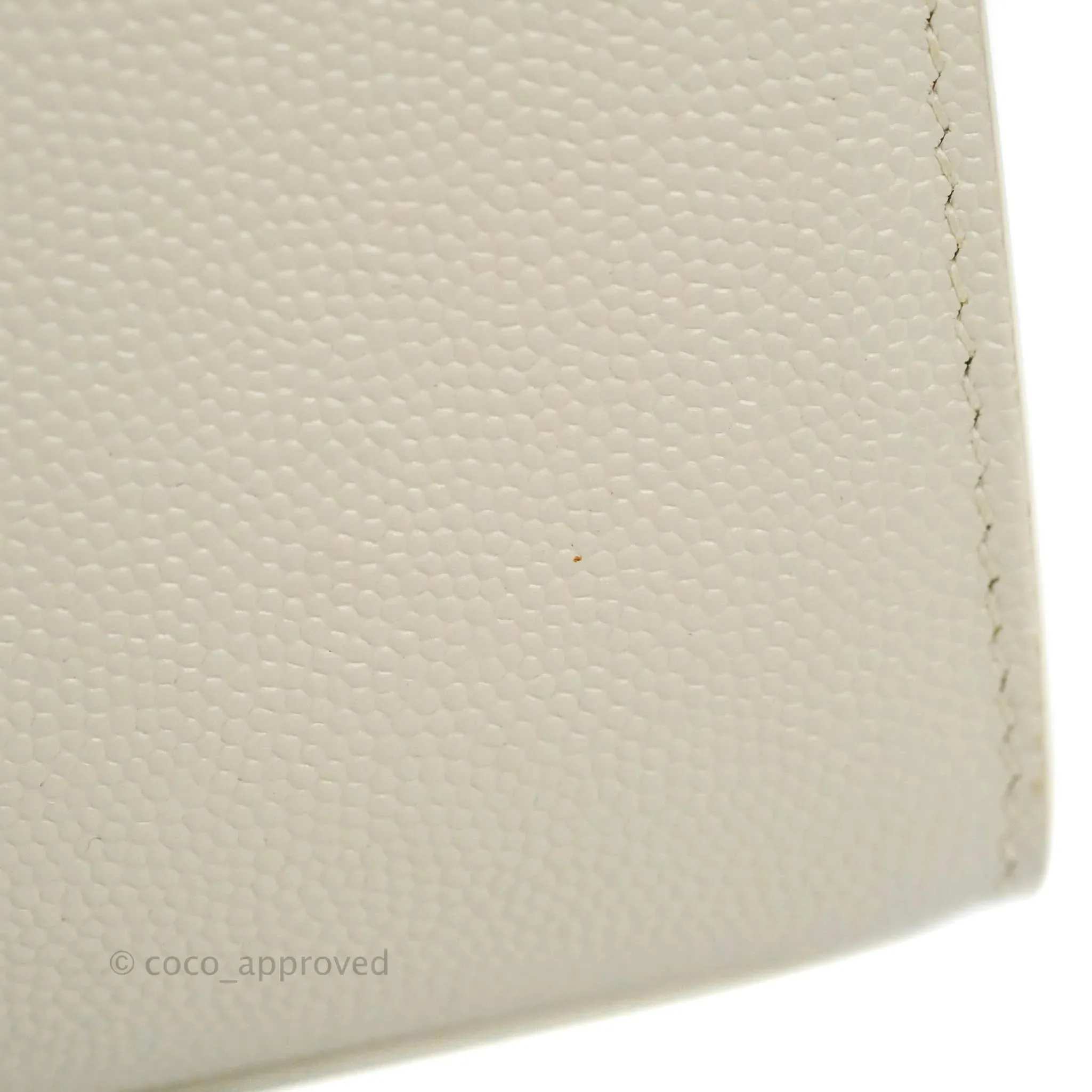 Saint Laurent Small Classic Monogram Kate Tassel Satchel White Grained Calfskin