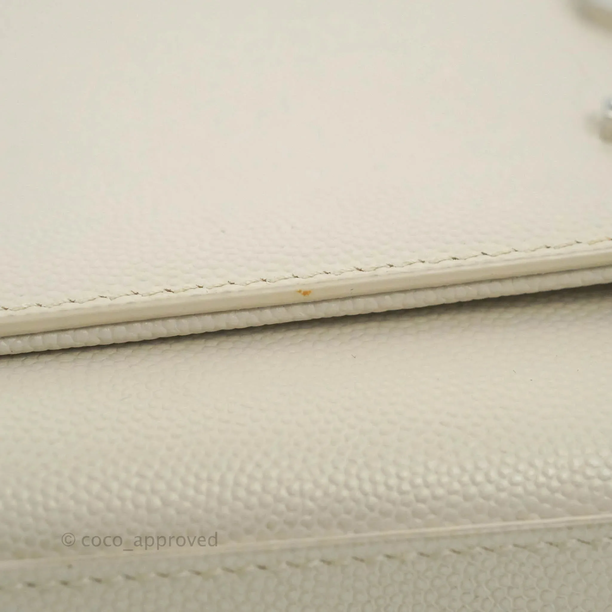 Saint Laurent Small Classic Monogram Kate Tassel Satchel White Grained Calfskin