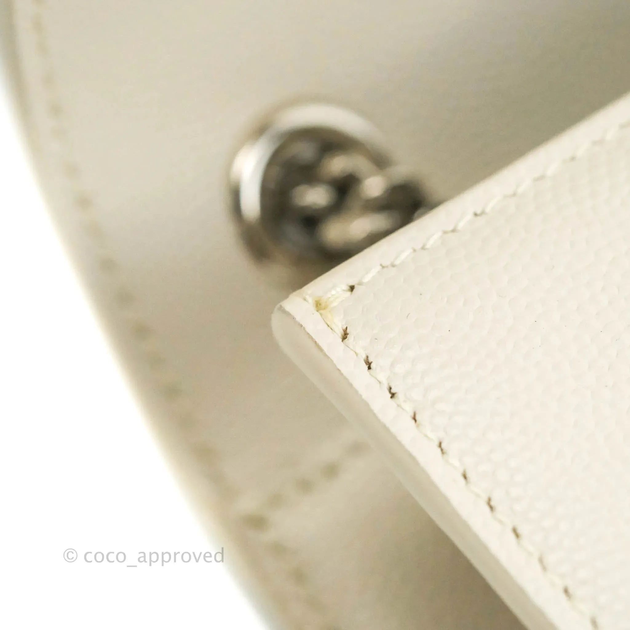 Saint Laurent Small Classic Monogram Kate Tassel Satchel White Grained Calfskin