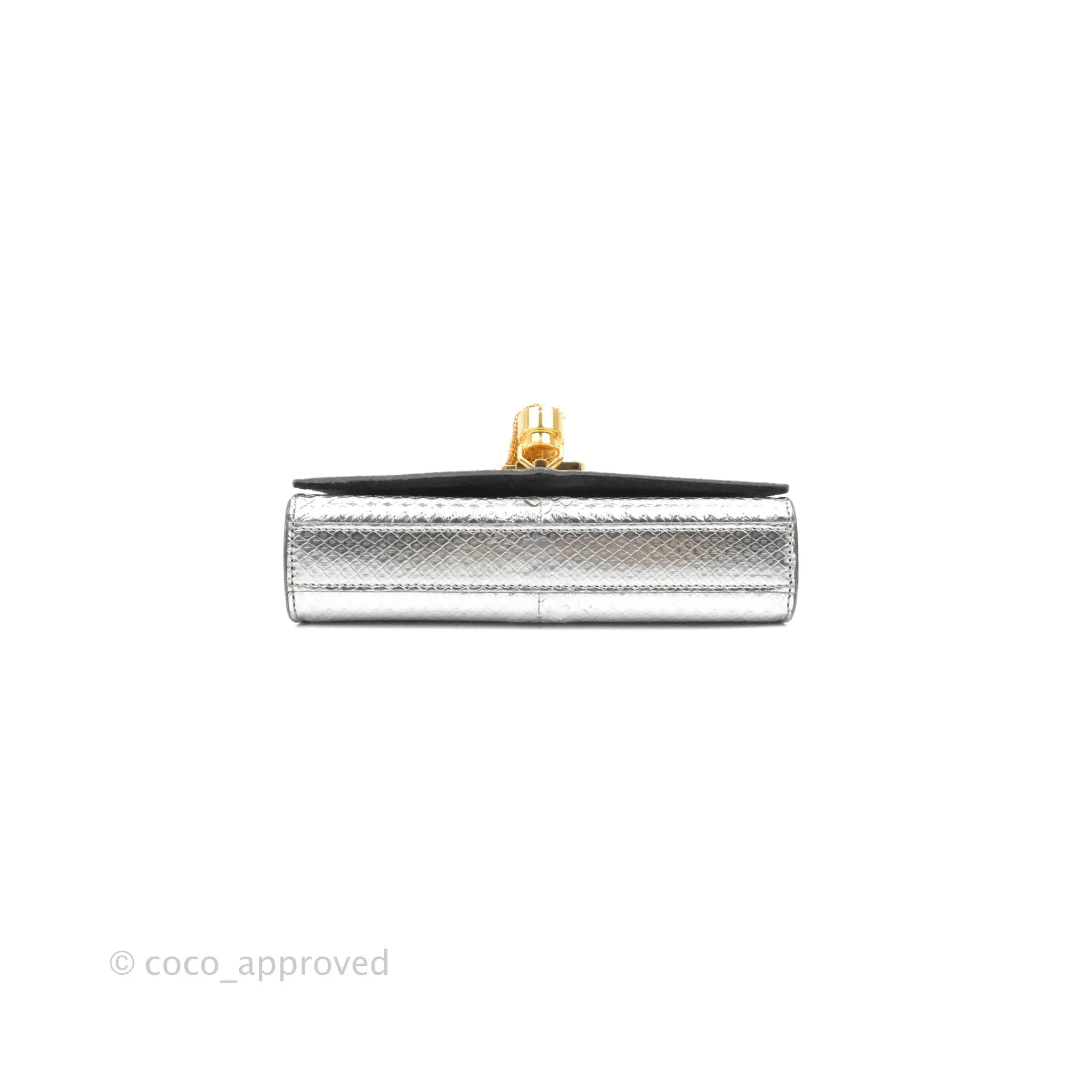 Saint Laurent Small Kate Bag Silver Python-Effect Gold Hardware