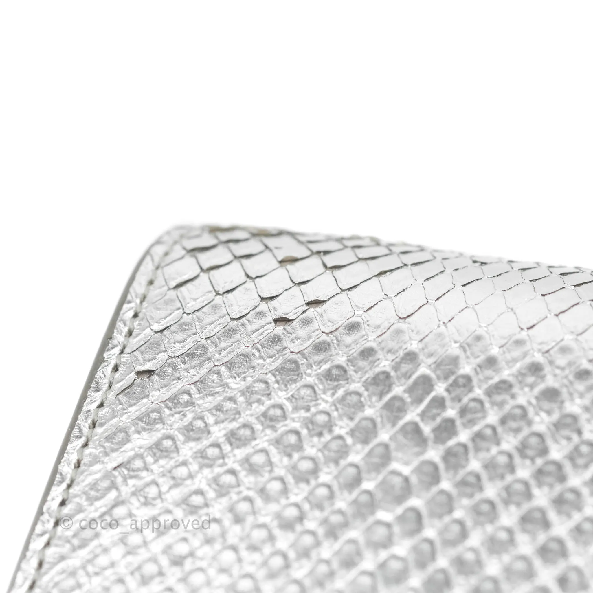 Saint Laurent Small Kate Bag Silver Python-Effect Gold Hardware
