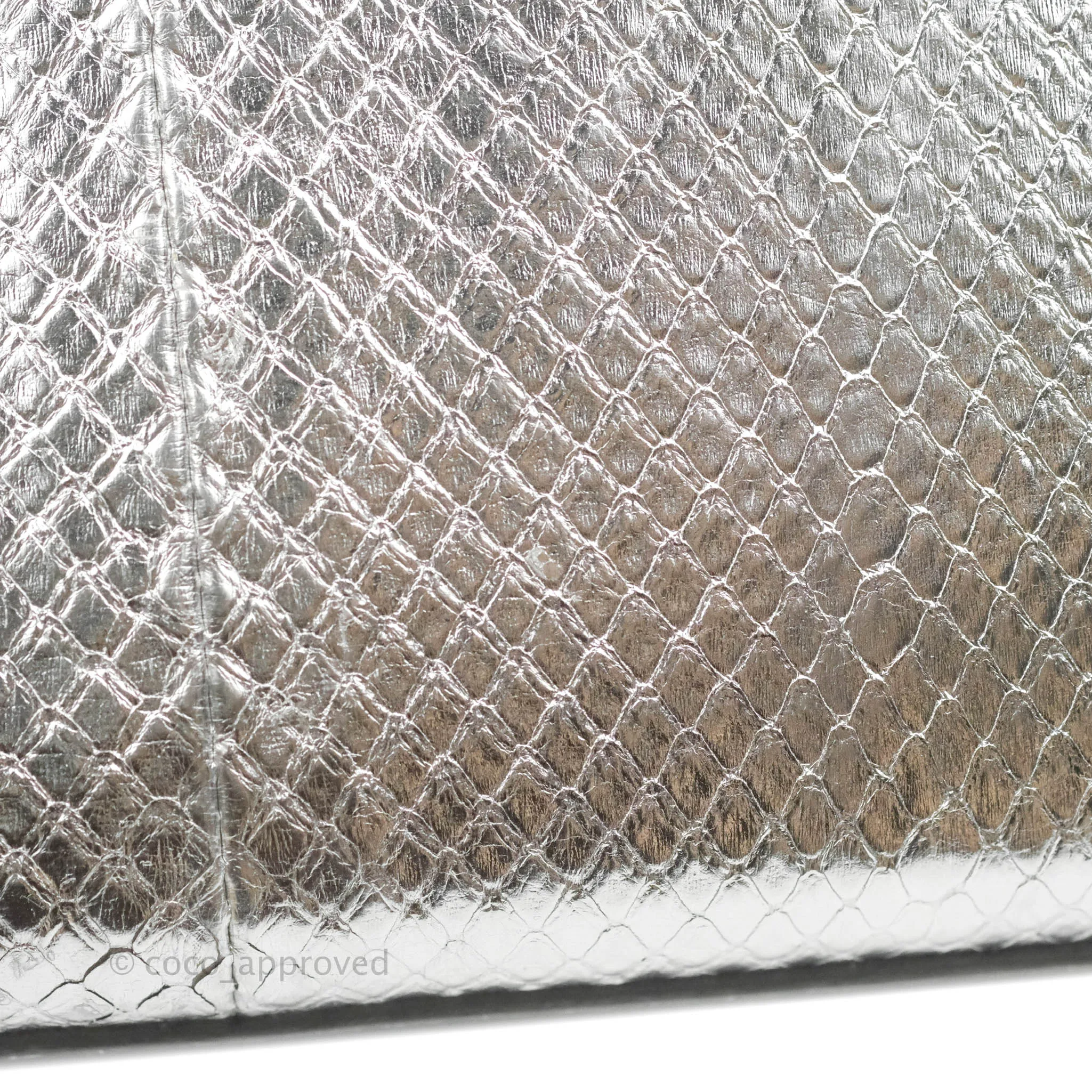 Saint Laurent Small Kate Bag Silver Python-Effect Gold Hardware