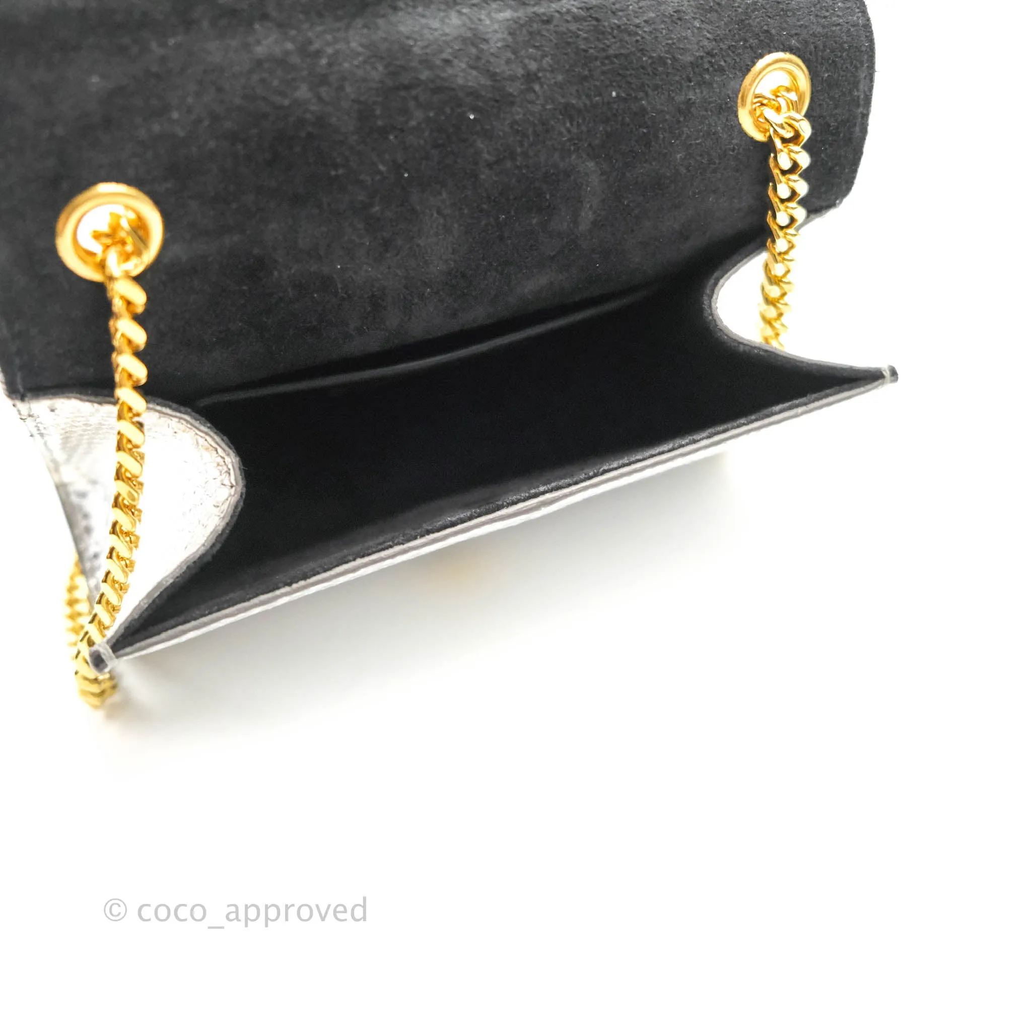 Saint Laurent Small Kate Bag Silver Python-Effect Gold Hardware