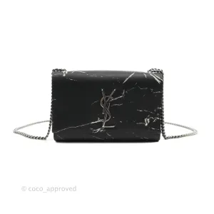 Saint Laurent Small Kate Marbled Stain Chain Bag Black Ruthenium Hardware