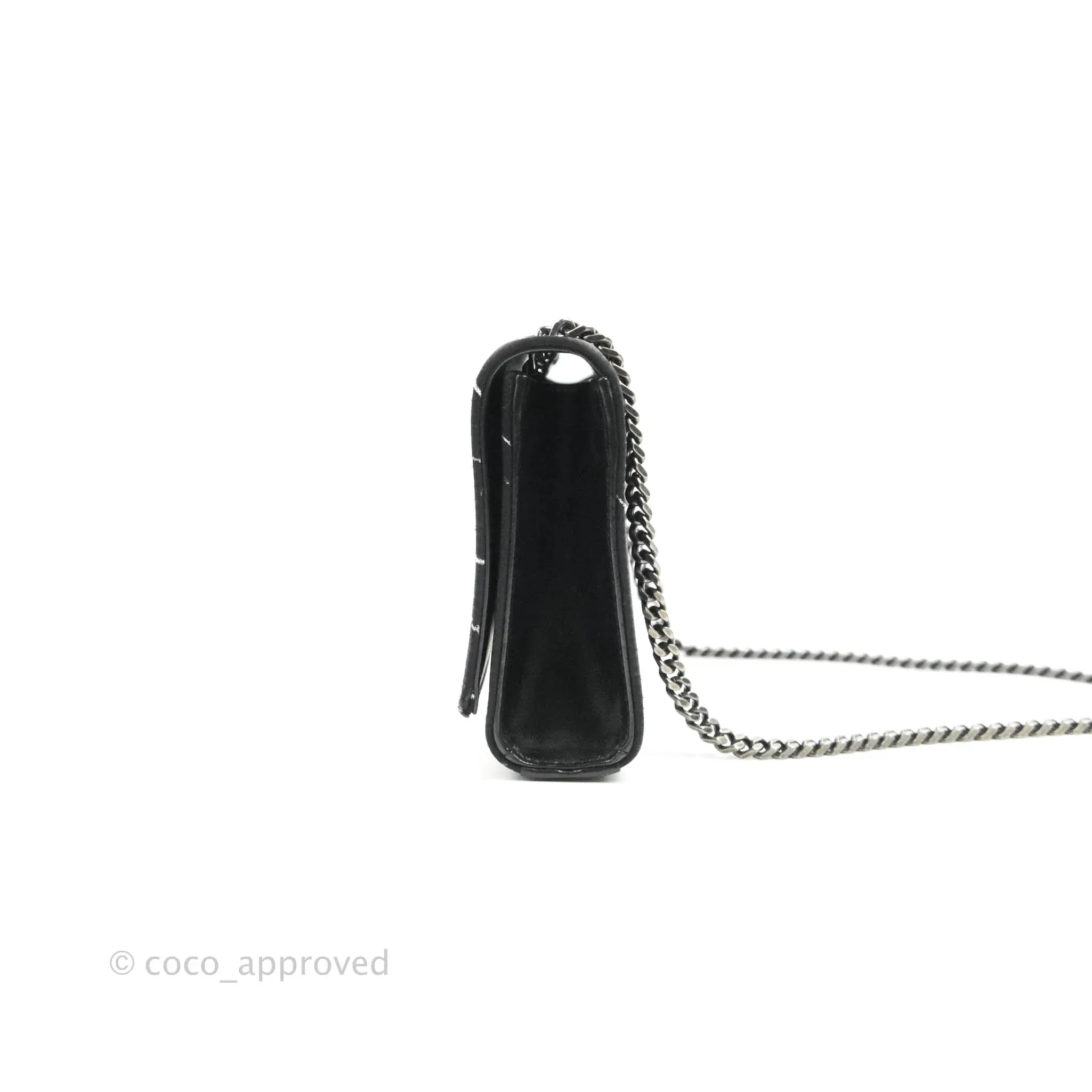 Saint Laurent Small Kate Marbled Stain Chain Bag Black Ruthenium Hardware
