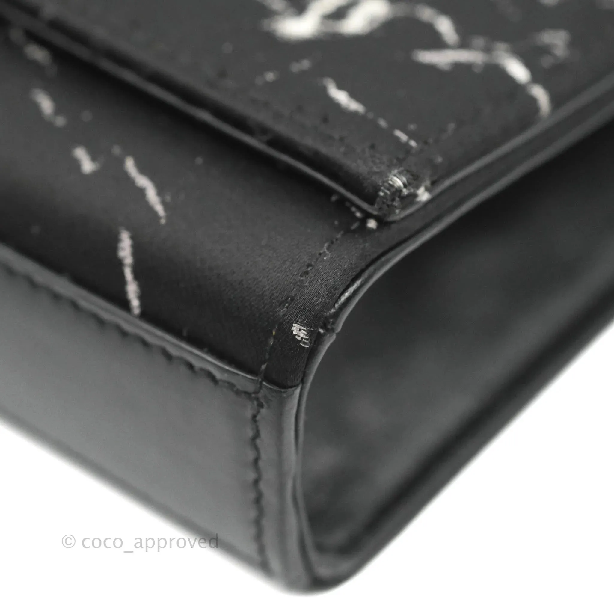 Saint Laurent Small Kate Marbled Stain Chain Bag Black Ruthenium Hardware