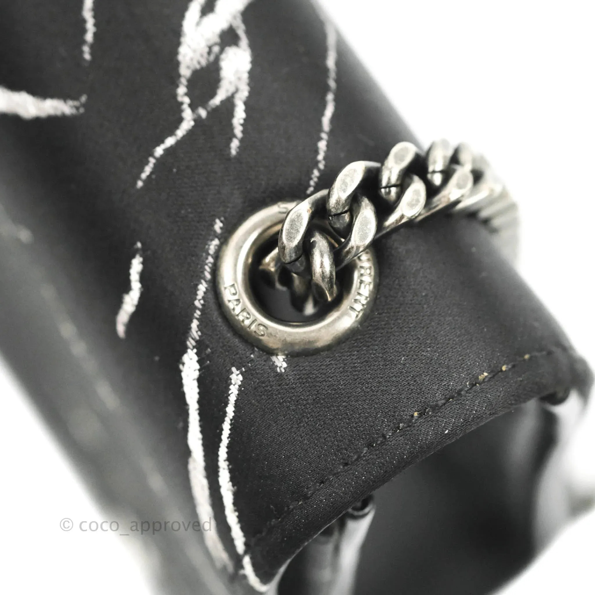 Saint Laurent Small Kate Marbled Stain Chain Bag Black Ruthenium Hardware