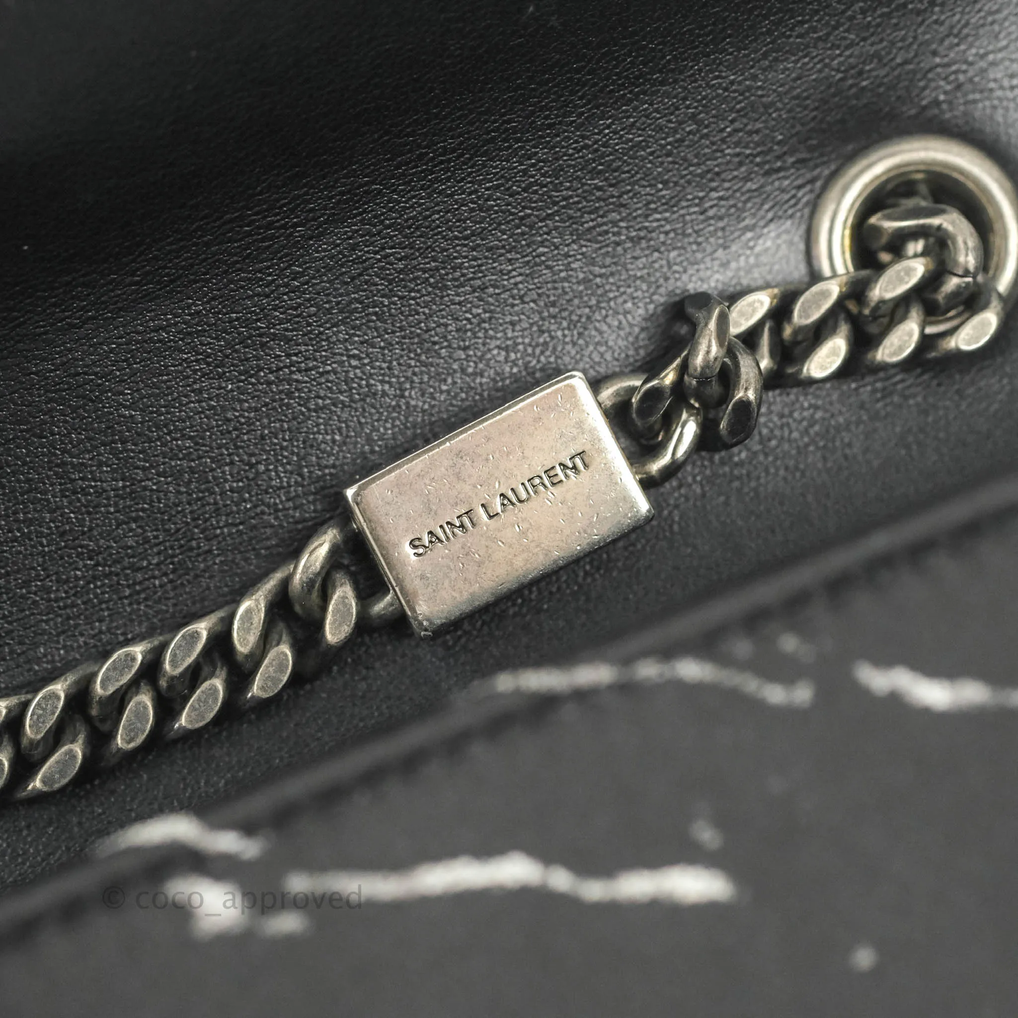 Saint Laurent Small Kate Marbled Stain Chain Bag Black Ruthenium Hardware