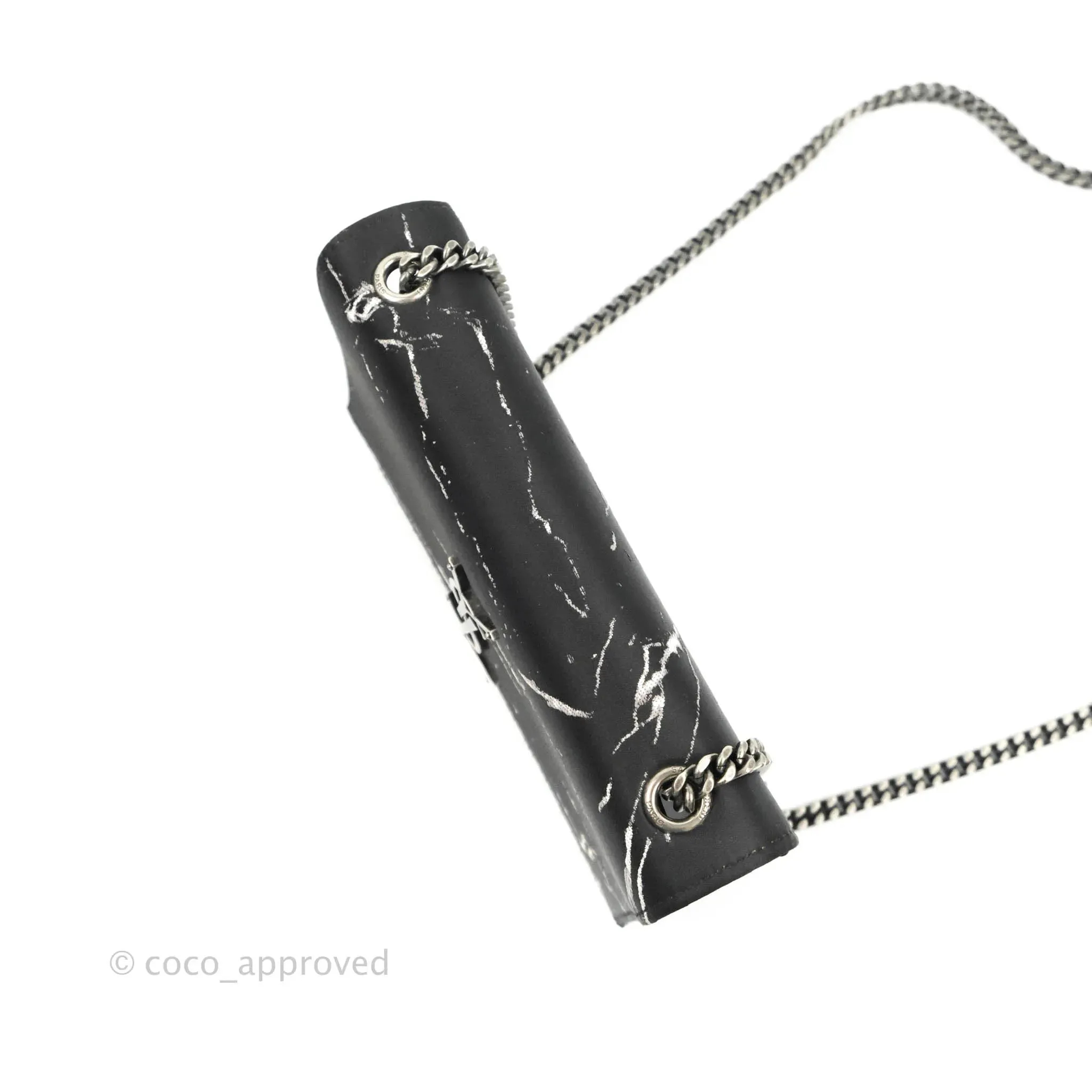 Saint Laurent Small Kate Marbled Stain Chain Bag Black Ruthenium Hardware